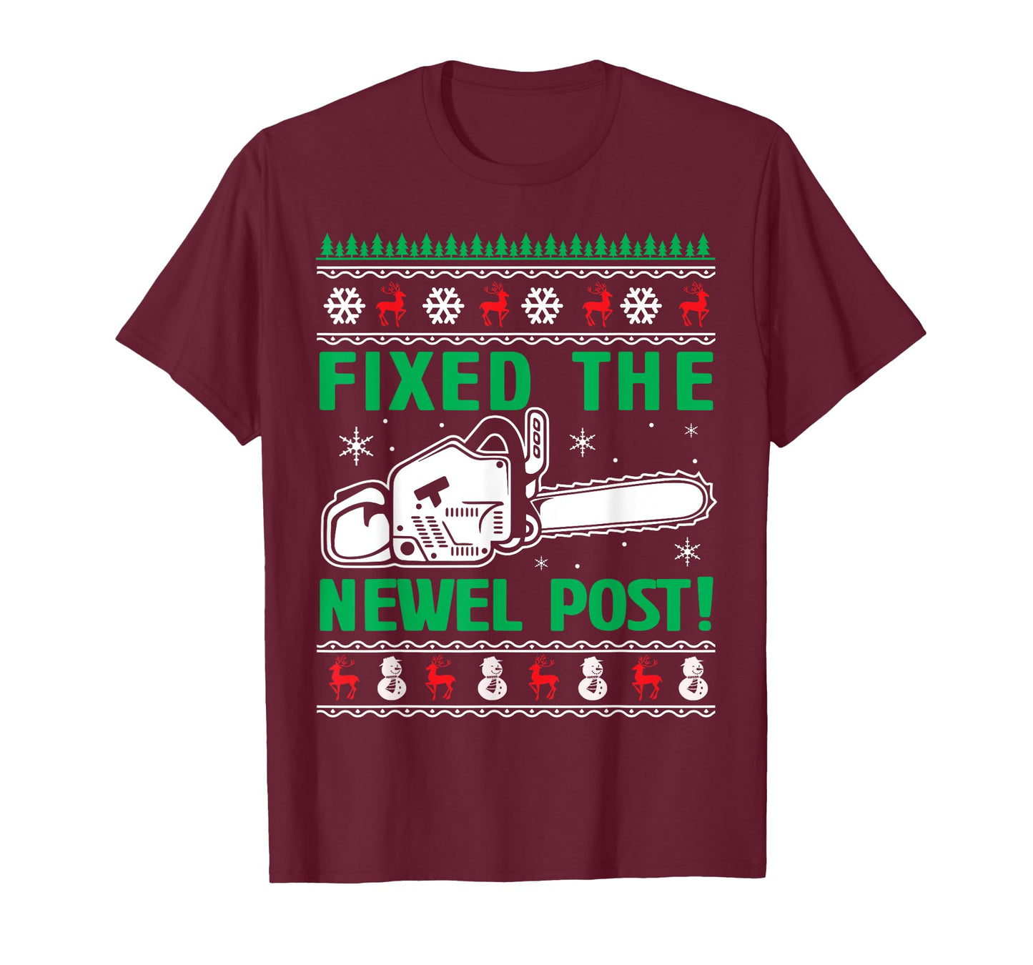 Christmas Fixed The Newel Post Tee Unisex-Adults Black Small Modern Classic T-Shirt