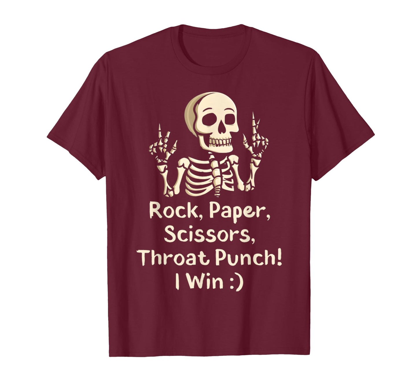 Rock, Paper Scissors Throat Punch I Win Funny Skeleton Meme T-Shirt