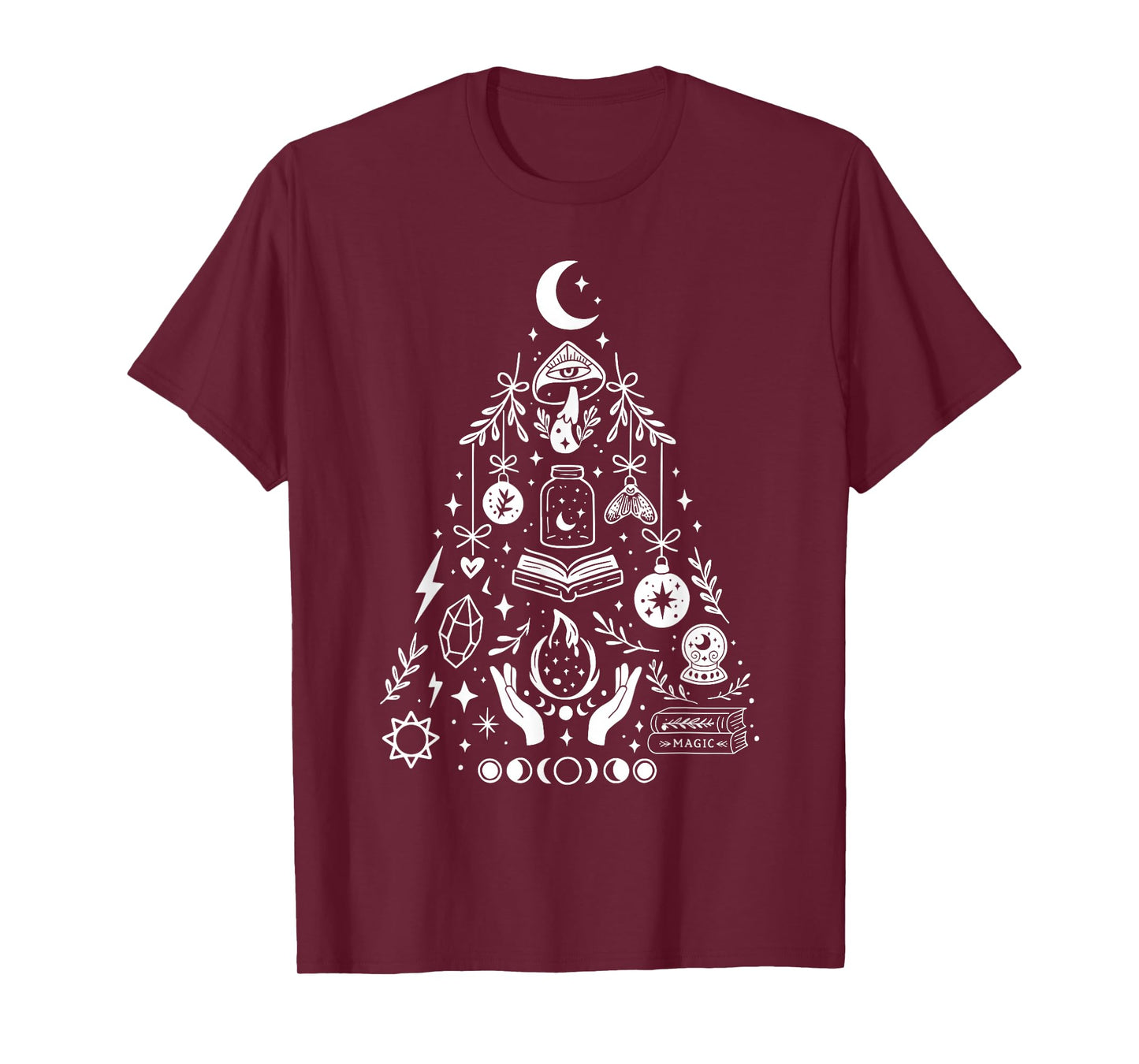 Witchy Christmas Tree Witchcraft Wicca Gothic Xmas T-Shirt