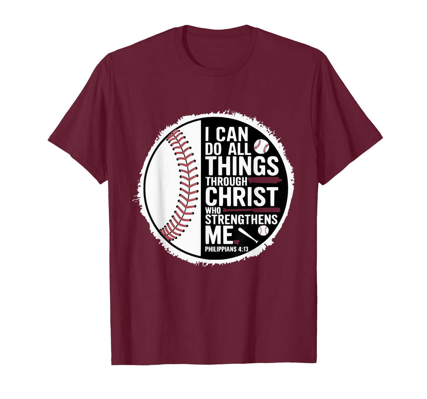 Baseball Player Sports with Christian Bible Verse Theme T-Shirt
