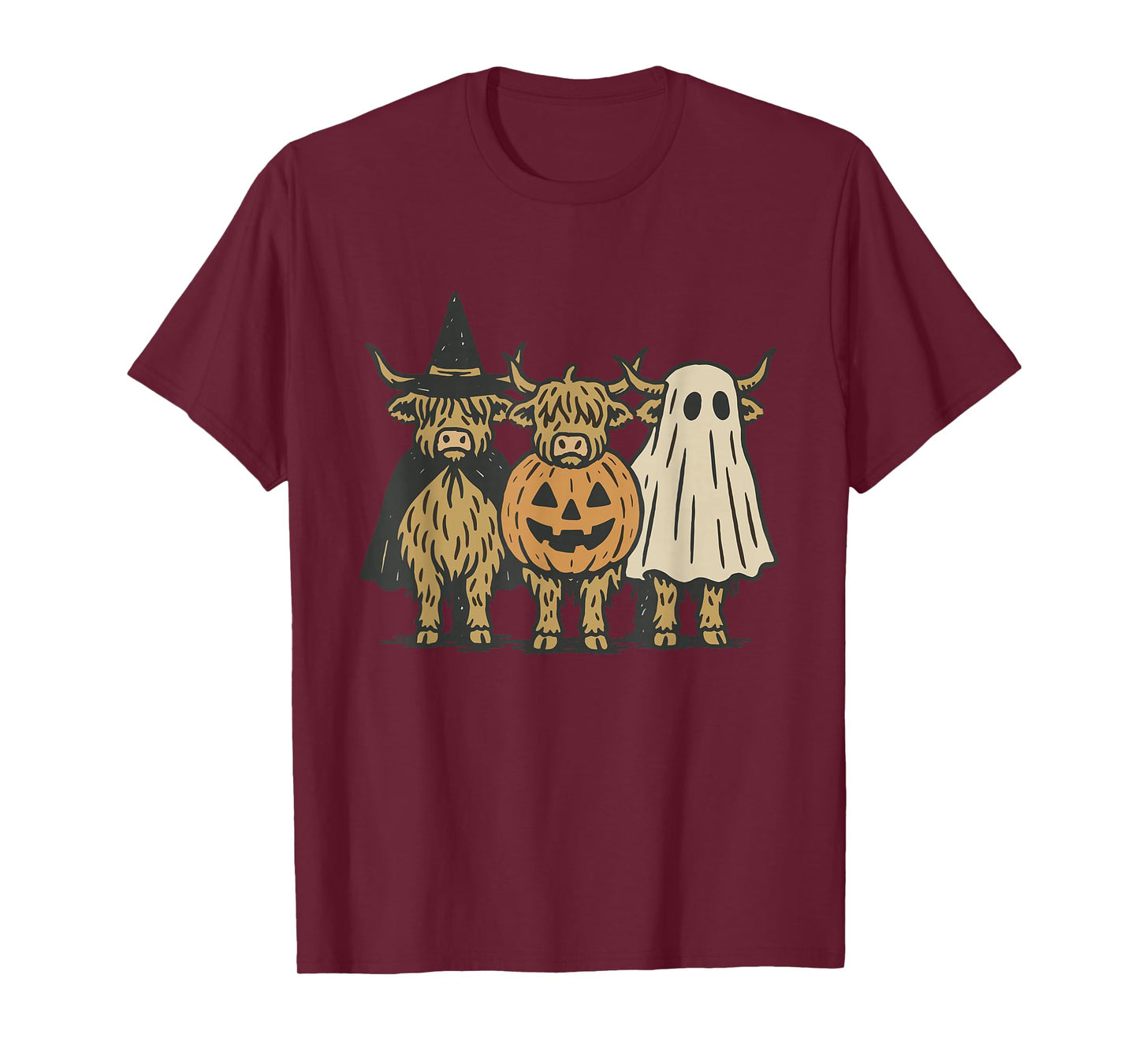 Moo I Mean Boo Halloween Highland Cow Ghost Cow Lover Farm T-Shirt