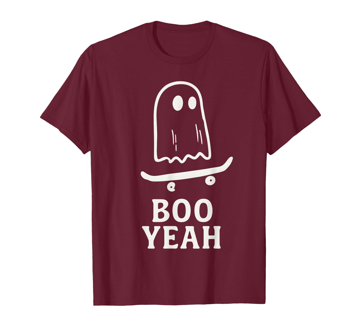 Boo Yeah Ghost On Skateboard Funny Halloween Costume T-Shirt