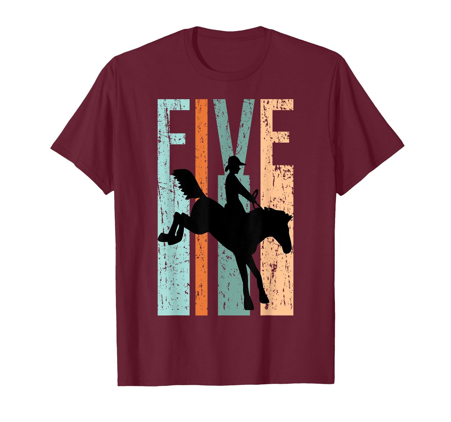 5th Birthday Kids Retro Rodeo Horse Lovers Cowboys Rider T-Shirt