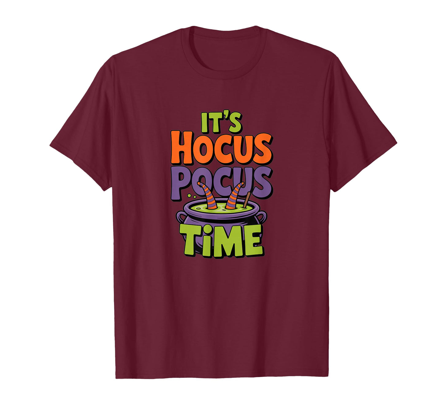 Its Hocus Time Pocus Halloween Witch Magic Cauldron Spooky T-Shirt