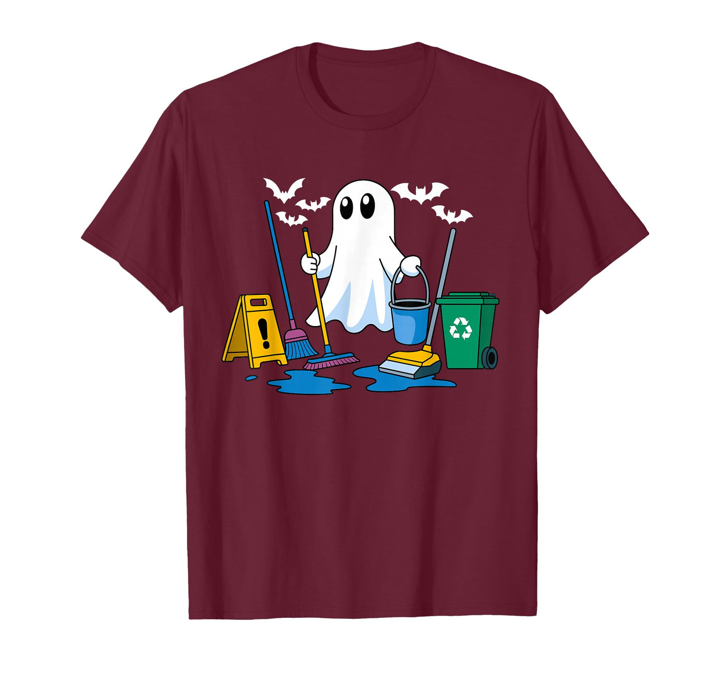 School Custodian Janitor Ghost Halloween T-Shirt