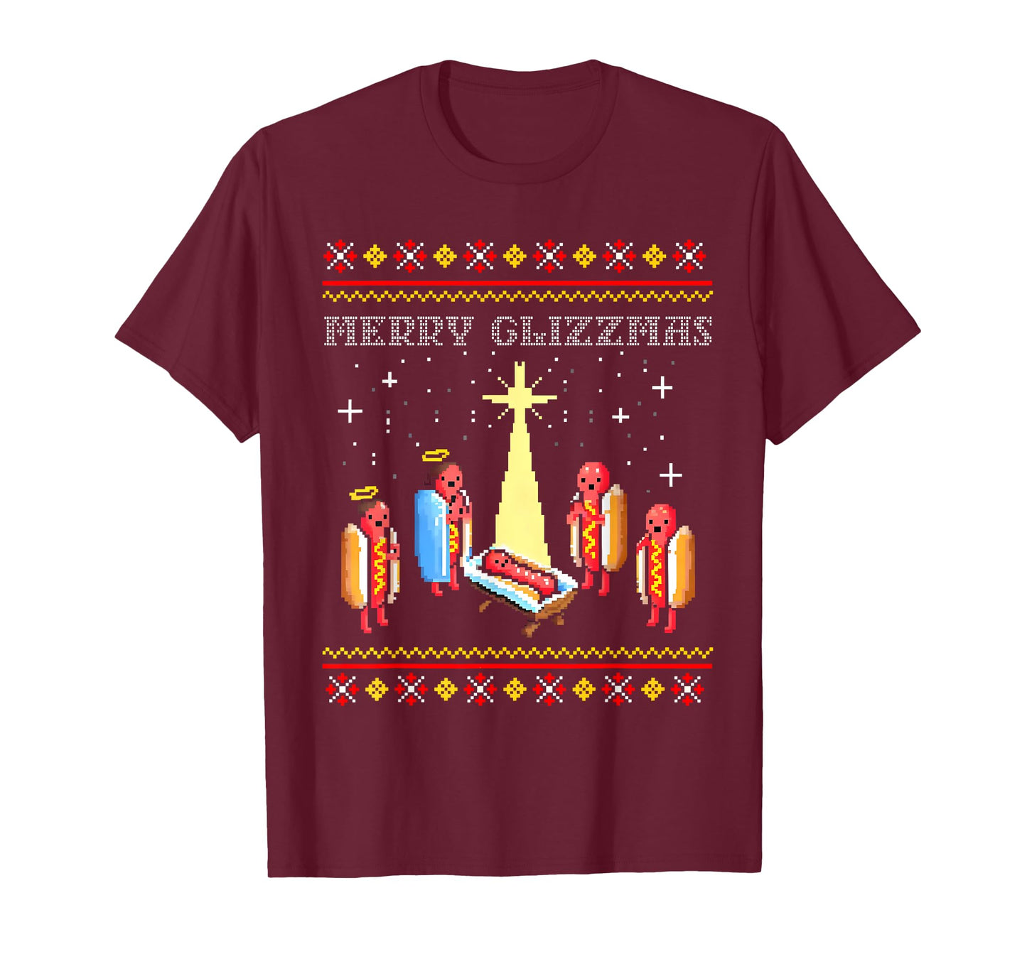 Merry Glizzmas Tacky Funny Hot Dogs Christmas Ugly Pajamas T-Shirt