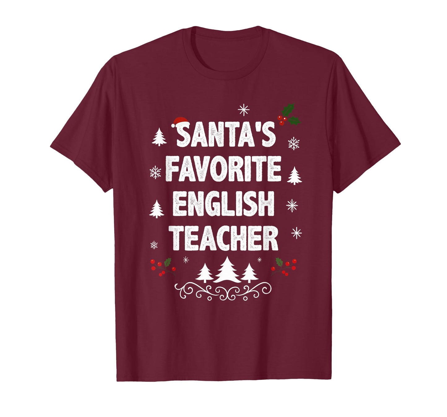Santa's Favorite English Teacher Funny Christmas Pajamas T-Shirt
