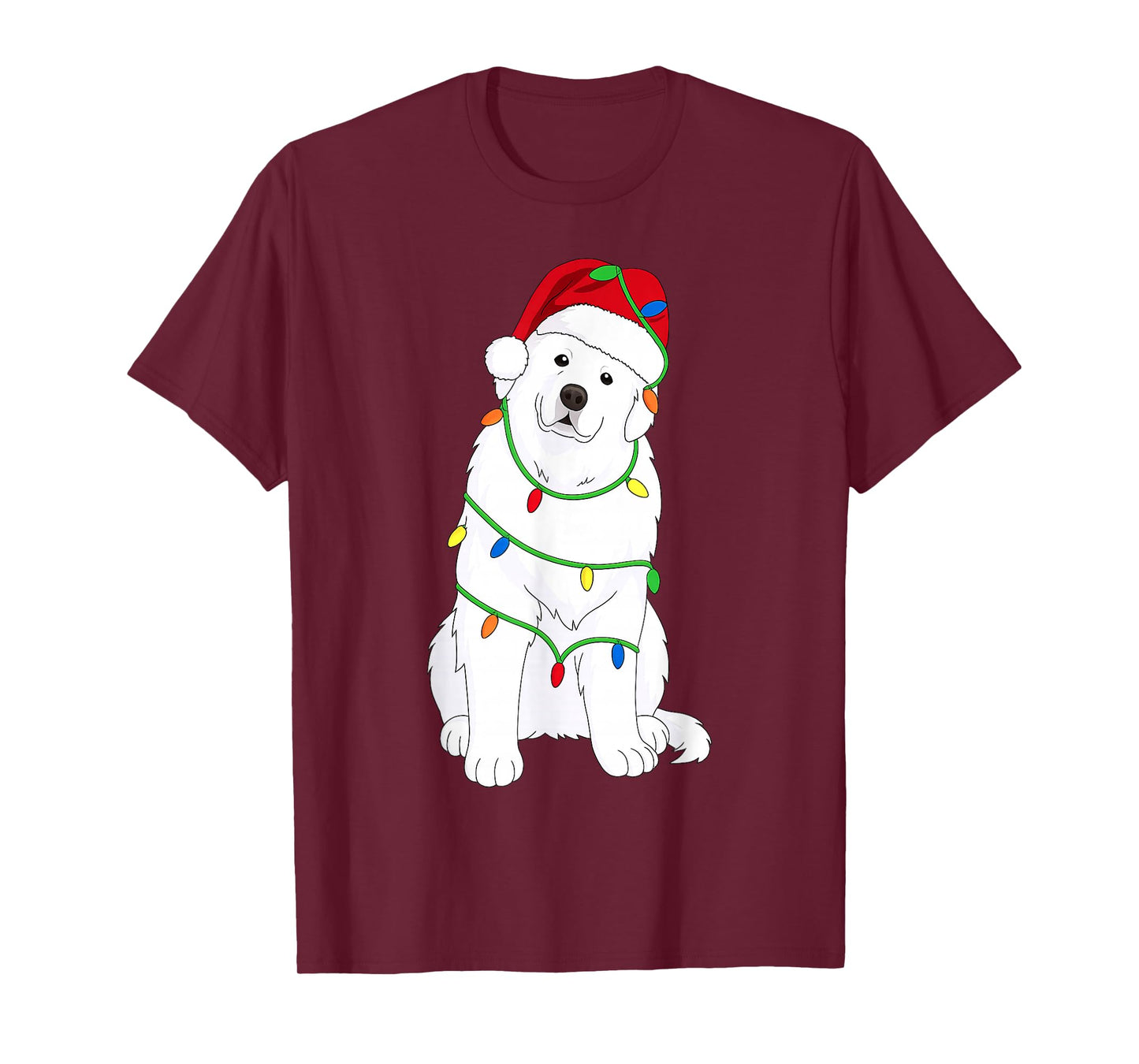 Great Pyrenees Christmas Tree Lights Holiday Dog Lover T-Shirt