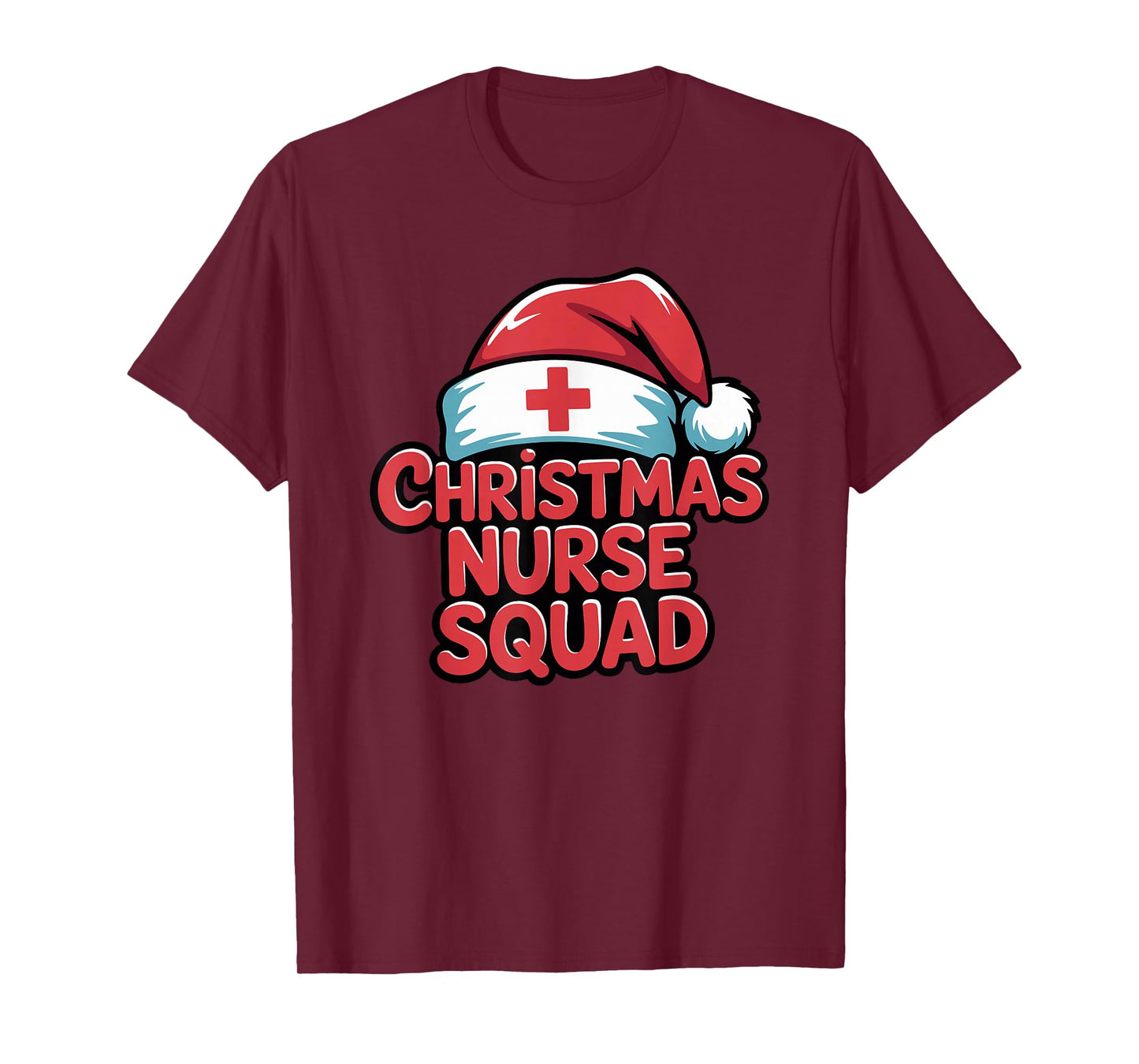 Nurse Christmas Squad Santa Hat Matching Crew T-Shirt