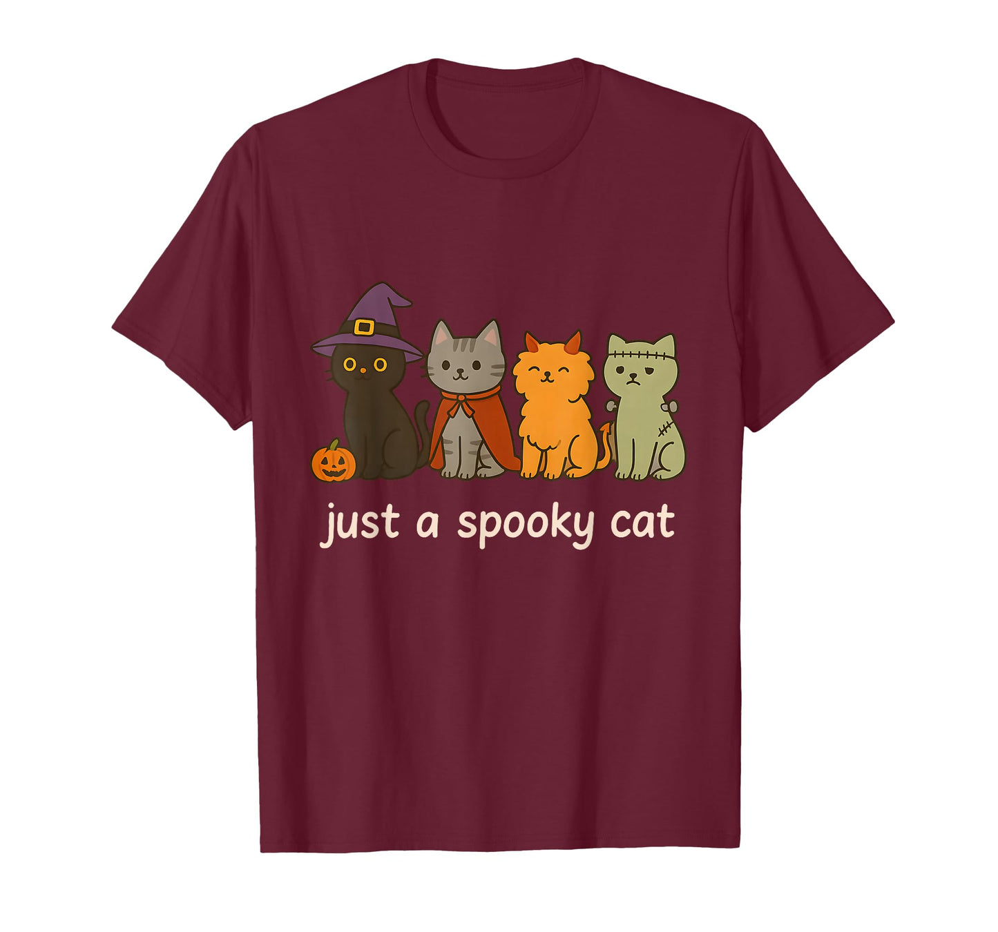 Just A Spooky Cat Vintage Funny Ghost Cat Halloween Meme T-Shirt