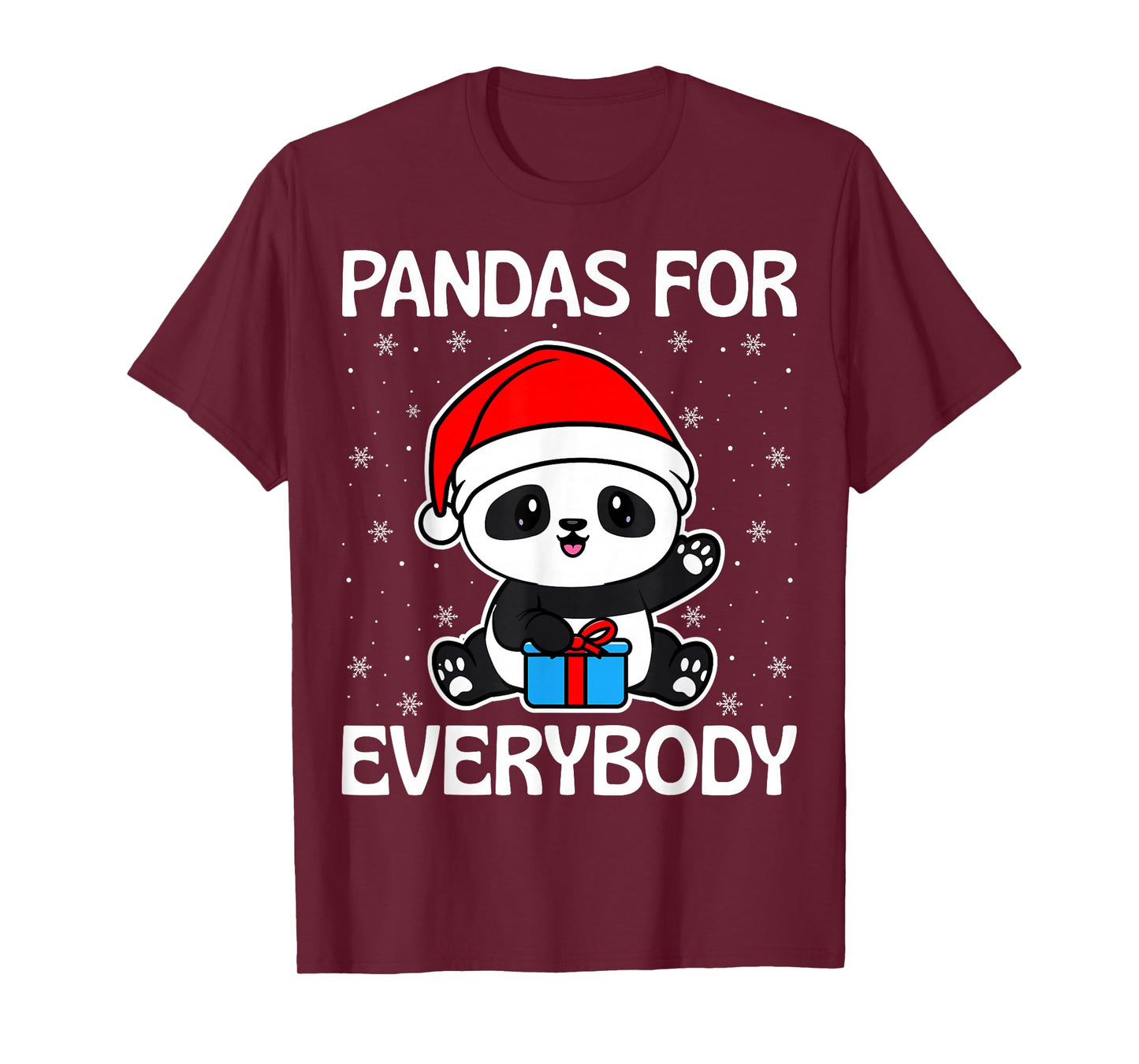 Pandas for Everybody Panda Wearing Santa Hat Christmas T-Shirt
