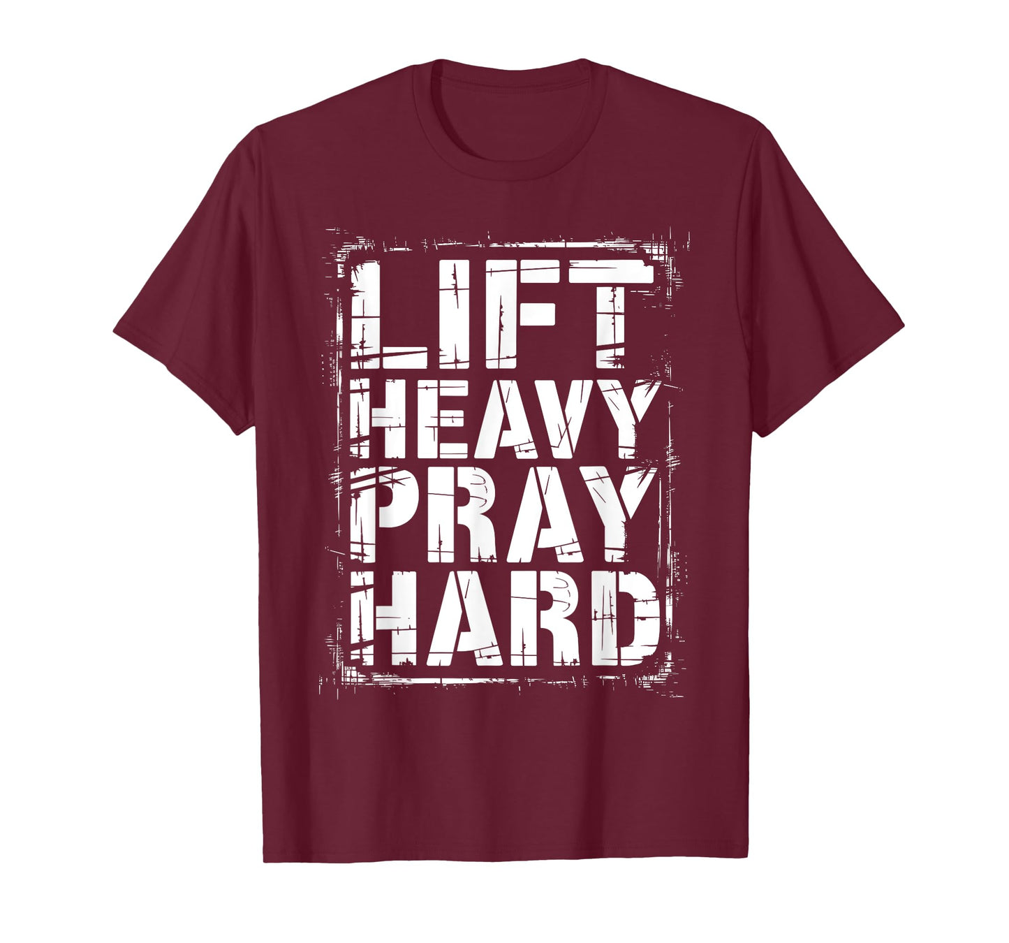 Graphic 365 Lift Heavy Pray Hard Christian Unisex-Adults Kids Black Small Short Sleeve Cotton Blend Casual Graphic T-Shirt