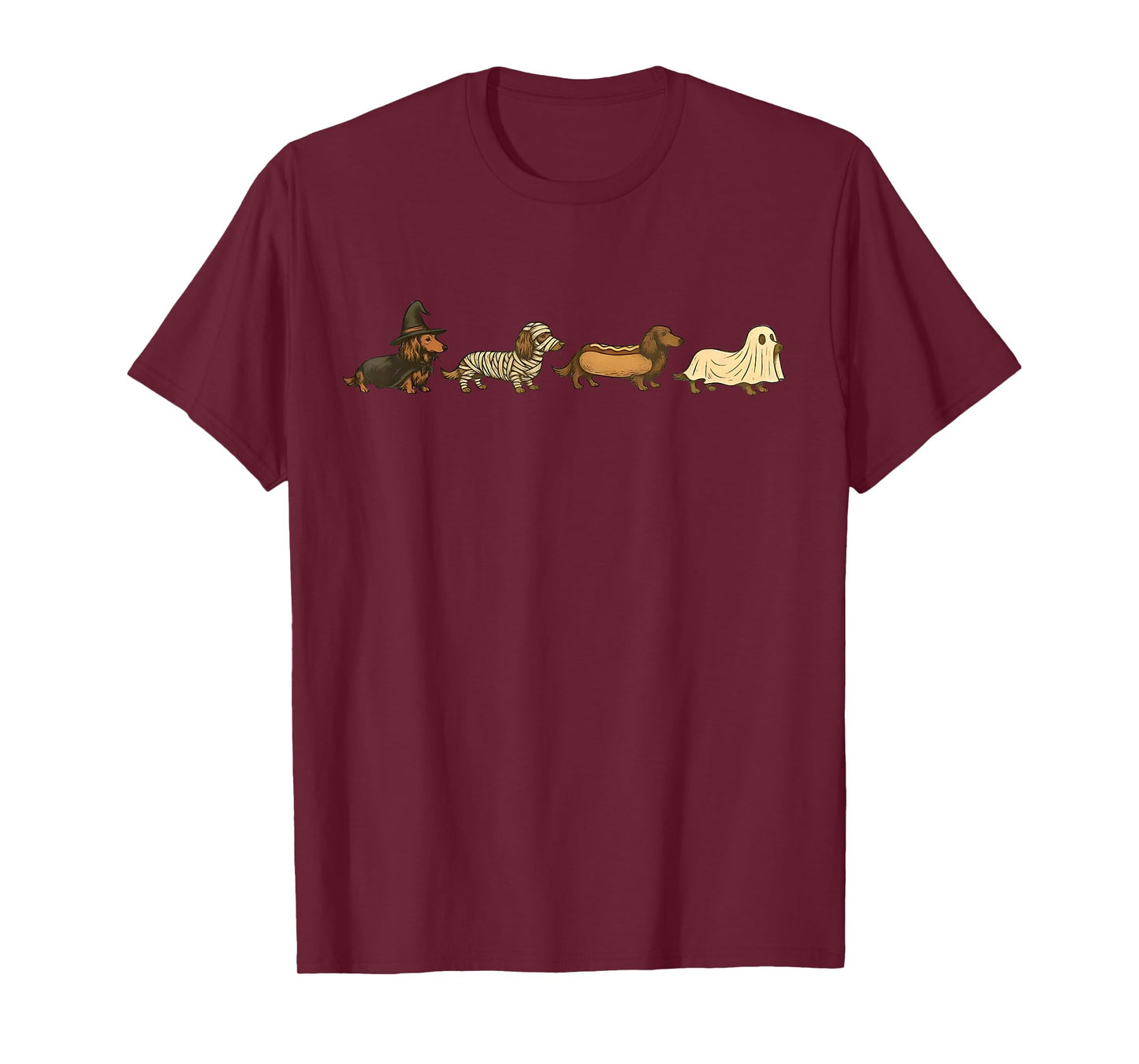 Dachshund Halloween Costume Dogs Witch Mummy Hotdog Ghost T-Shirt