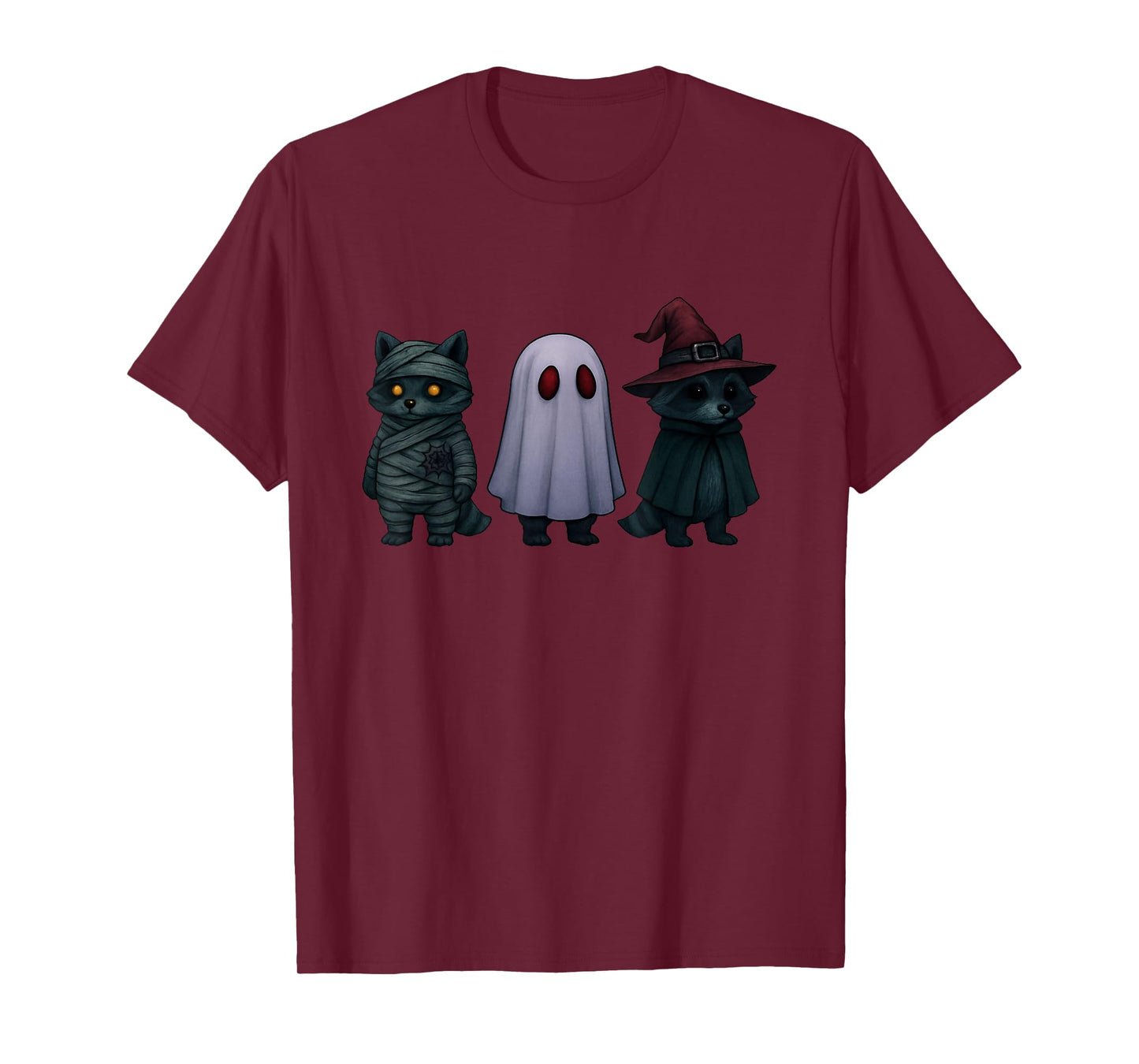 Spooky and Feral Funny Witch Ghost Raccoon Halloween Costume T-Shirt
