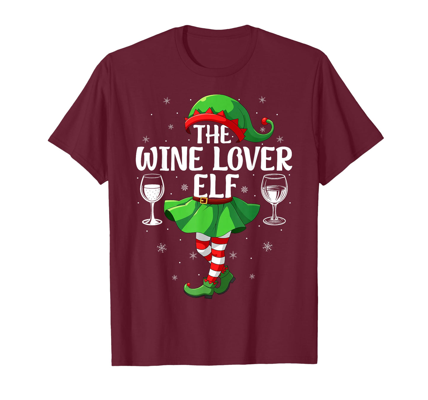 Wine Lover Elf Christmas Girls Women Elf Squad Xmas Family T-Shirt