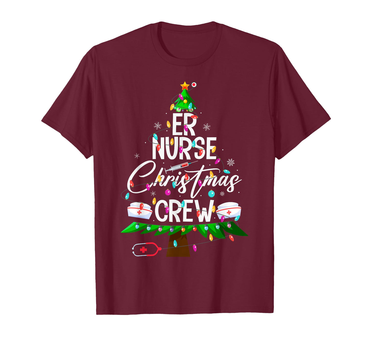 ER Nurse Christmas Crew Nursing Medical Nurse Xmas Tree T-Shirt
