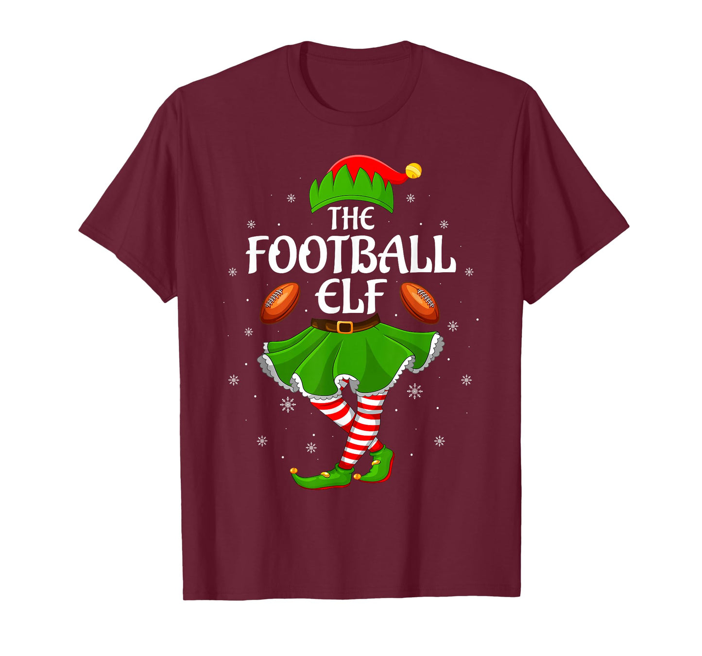 Football Elf Christmas Family Girls Women Elf Squad Xmas T-Shirt