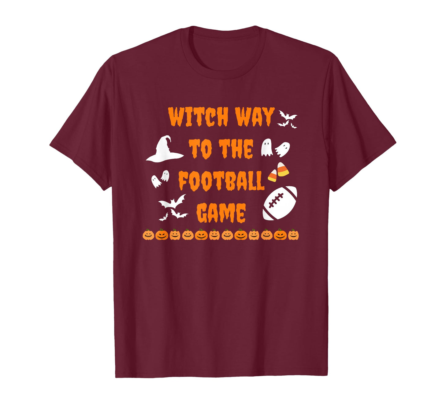 Witch Way to The Football Game Halloween Spooky Autumn Fall T-Shirt