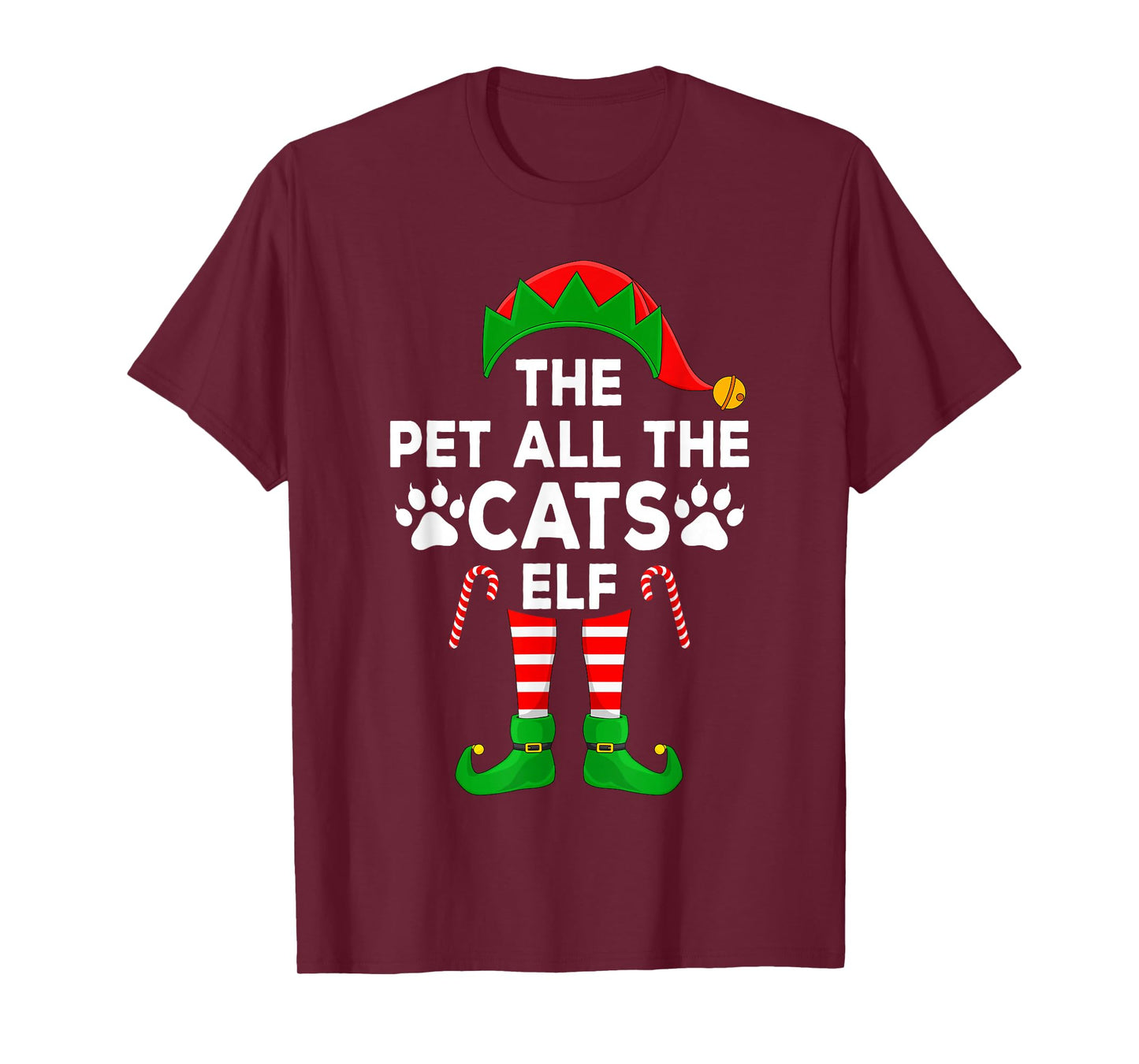 Pet All The Cats Elf Matching Family Cat Lover Christmas Elf T-Shirt