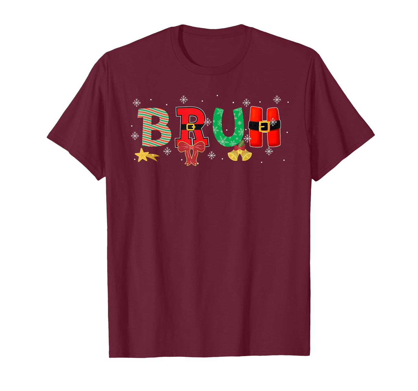 Bruh Funny Christmas Teens Boys Kids Xmas Pajamas Xmas Light T-Shirt