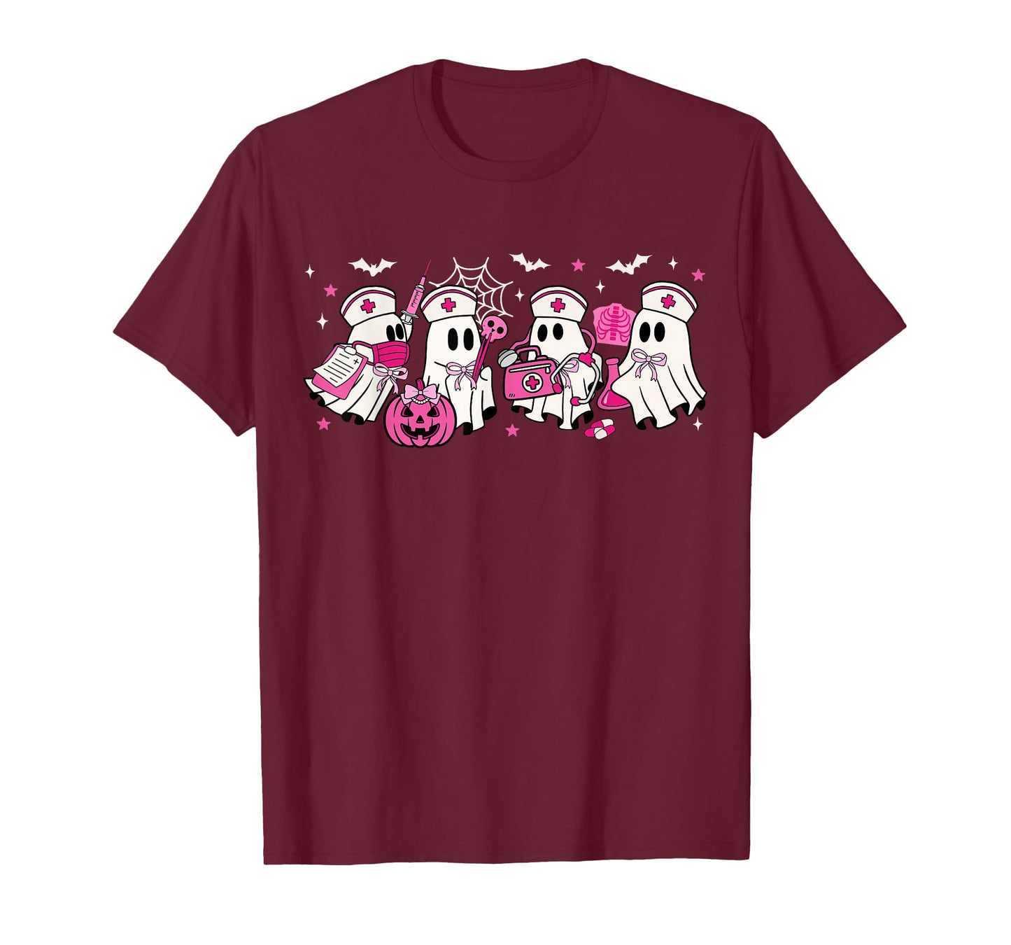 Ghost Nurses Halloween Crew Funny Costume Scrub Top Women T-Shirt