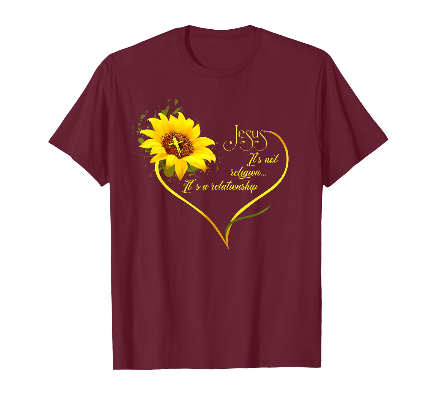 Jesus It's not a Religion It's a Relationship Sunflower Art Short Sleeve T-Shirt