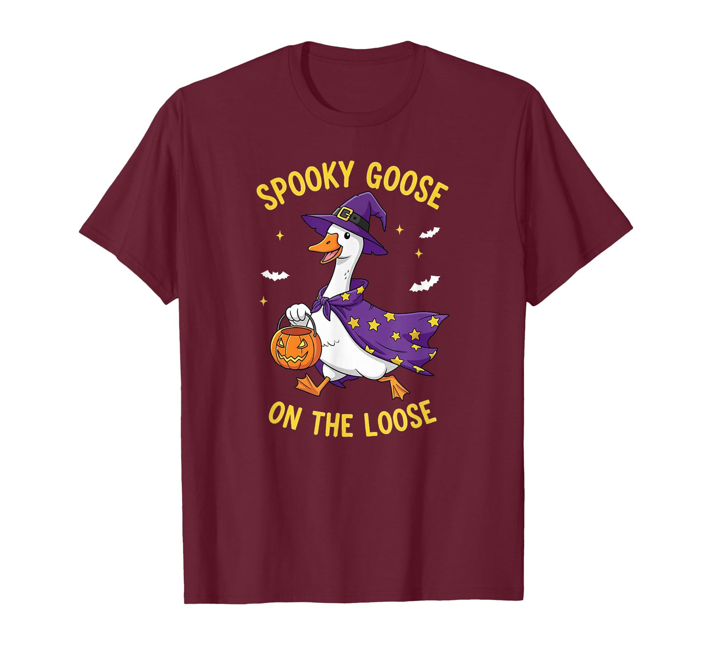 Spooky Goose On The Loose Funny Witch Pumpkin Halloween T-Shirt