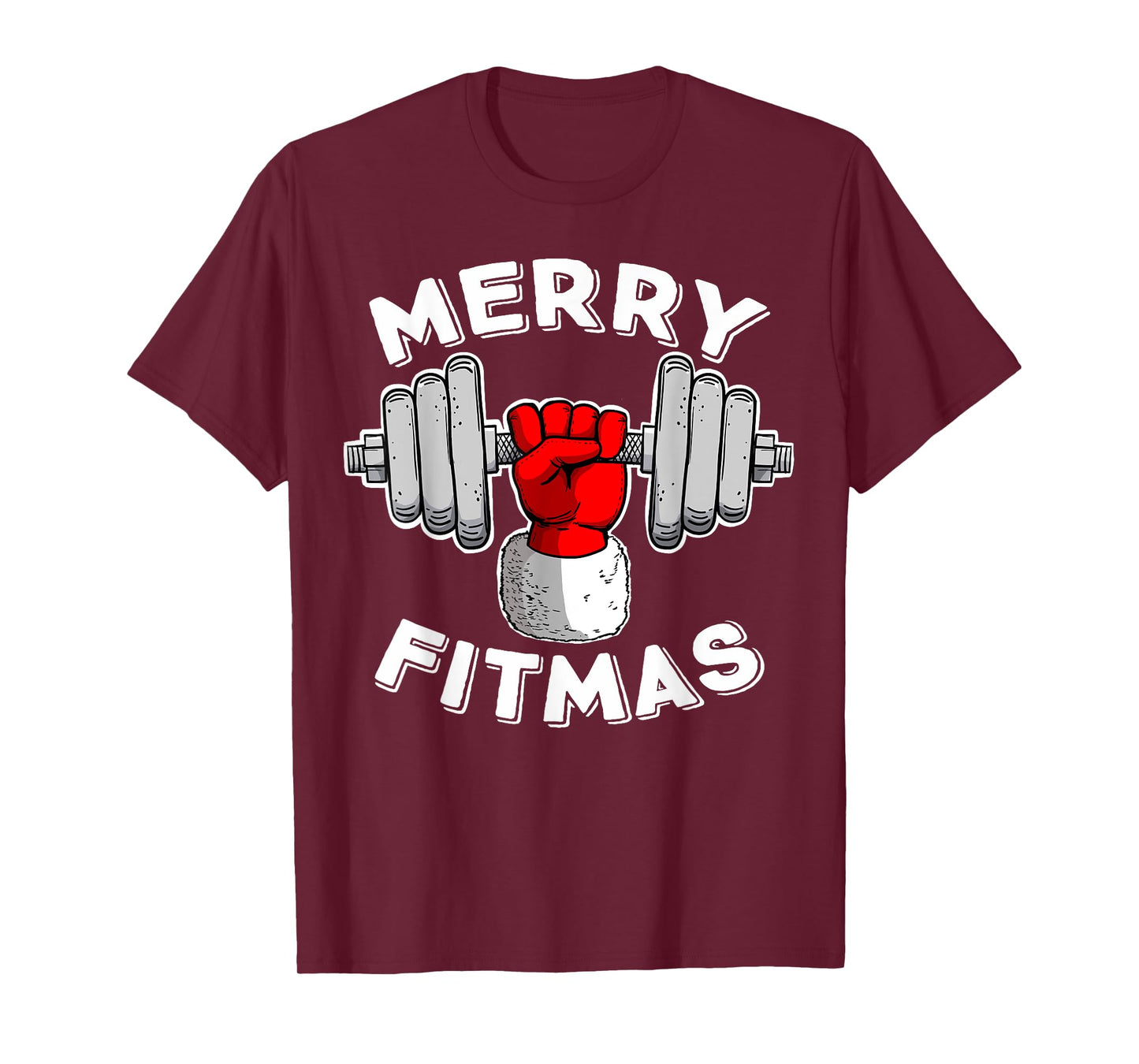 Merry Fitmas Christmas Santa Claus Dumbbell Merry Fitmas T-Shirt