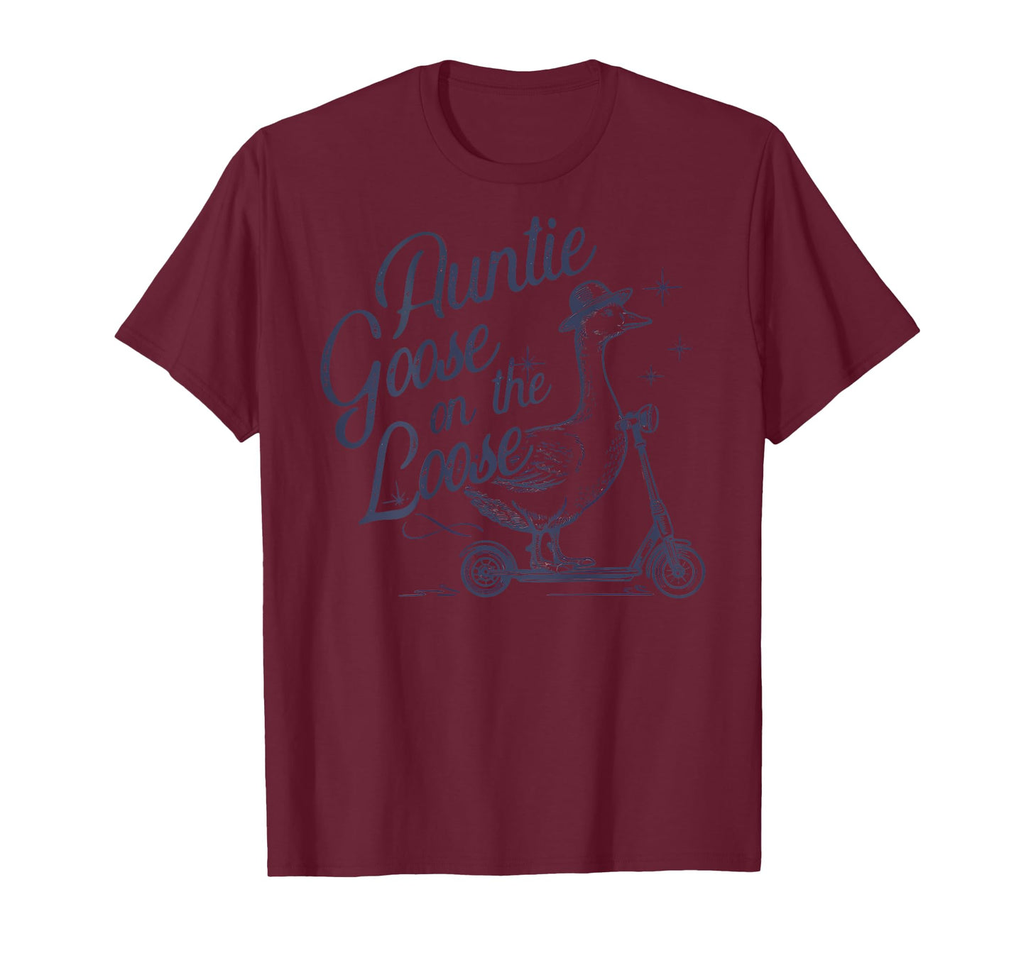 Auntie Goose on the Loose Funny Scooter Animal - On Back T-Shirt