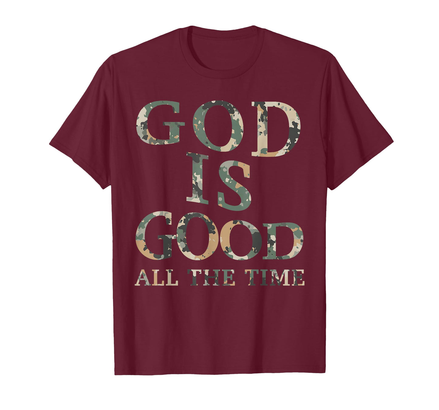 Vintage Camo God is Good Christian Teen Girl Jesus Son T-Shirt