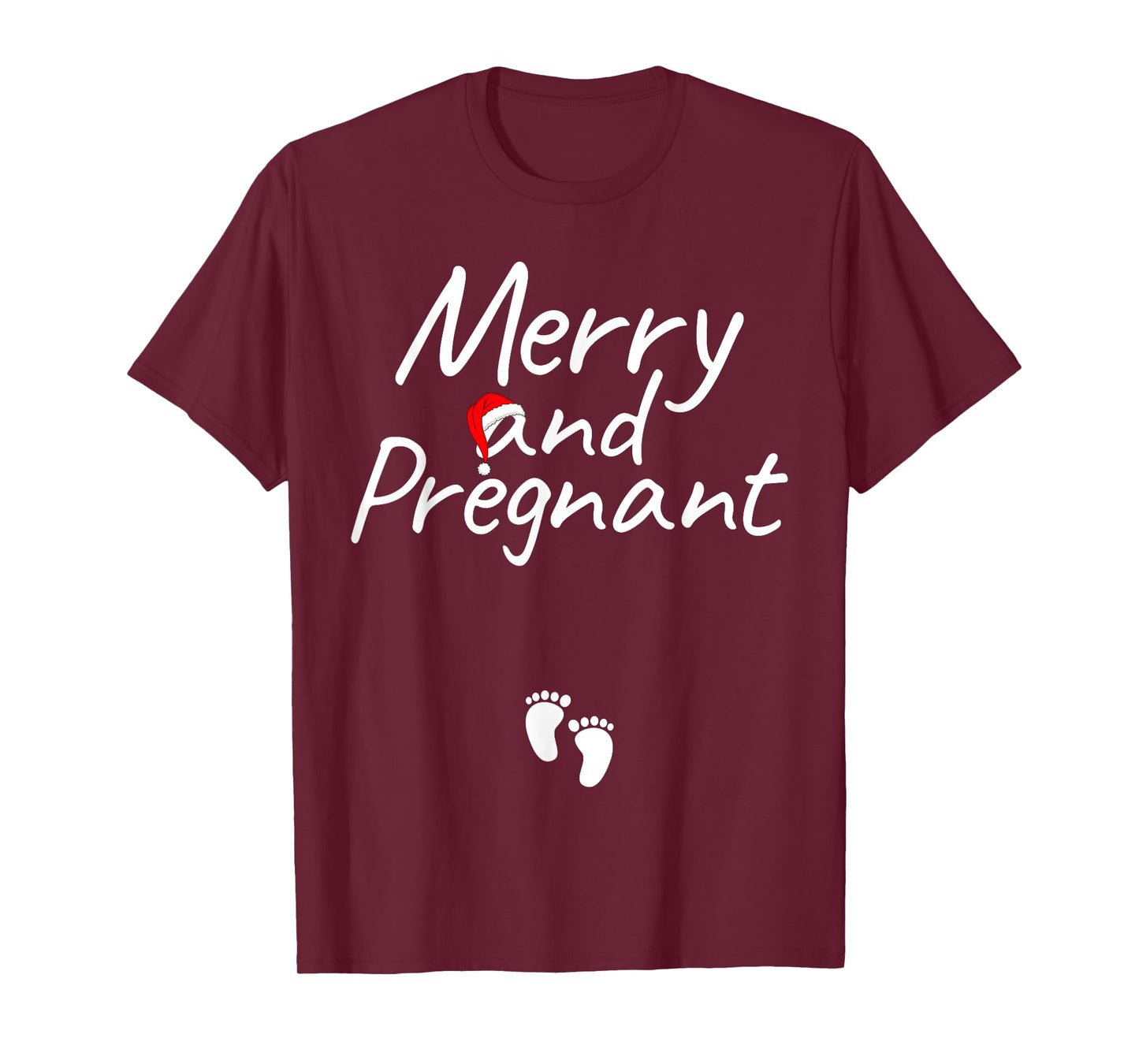 Merry and Pregnant Xmas Pregnancy Announcement Christmas T-Shirt