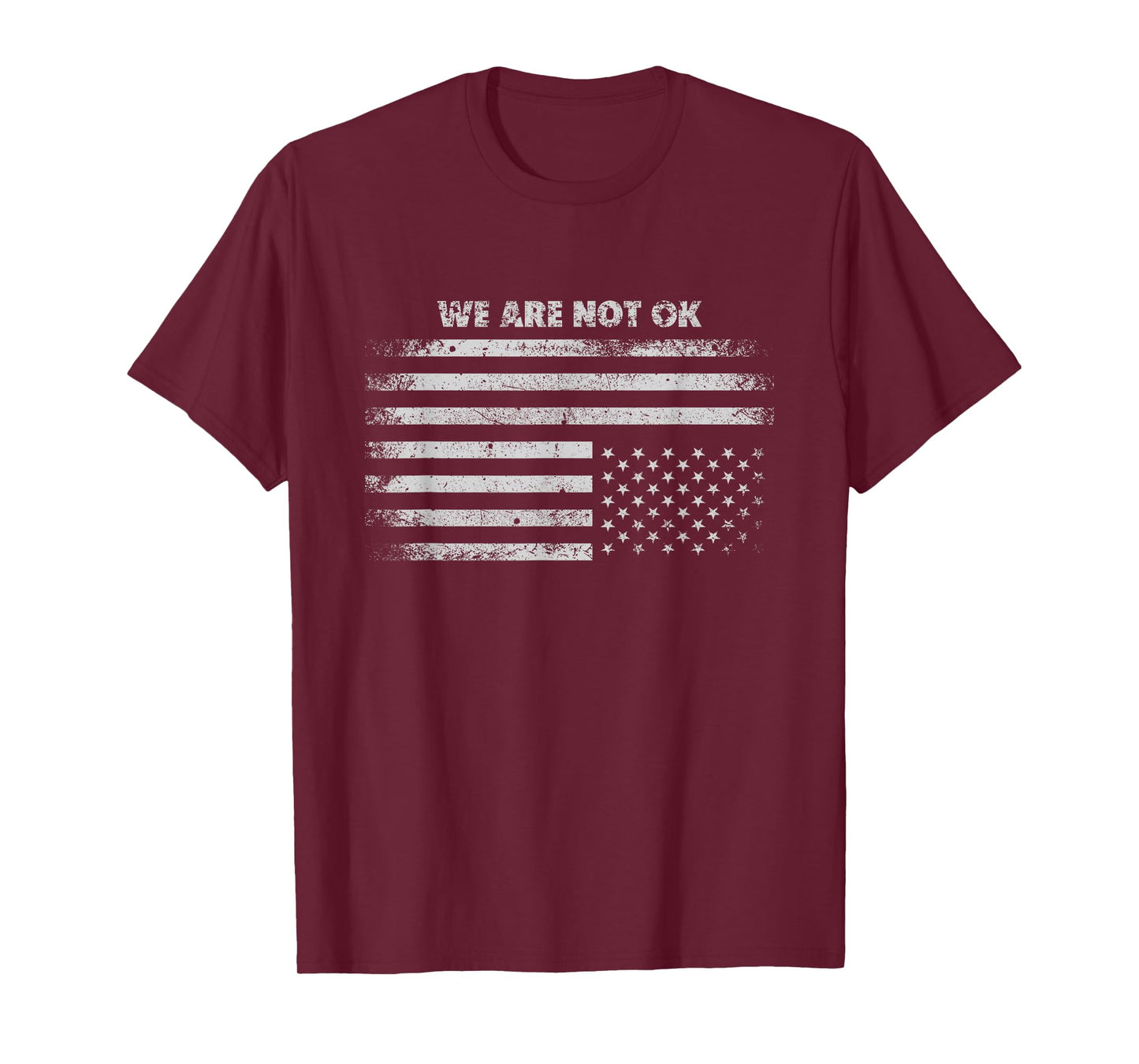 Vintage Upside Down American Flag We Are Not Ok USA T-Shirt