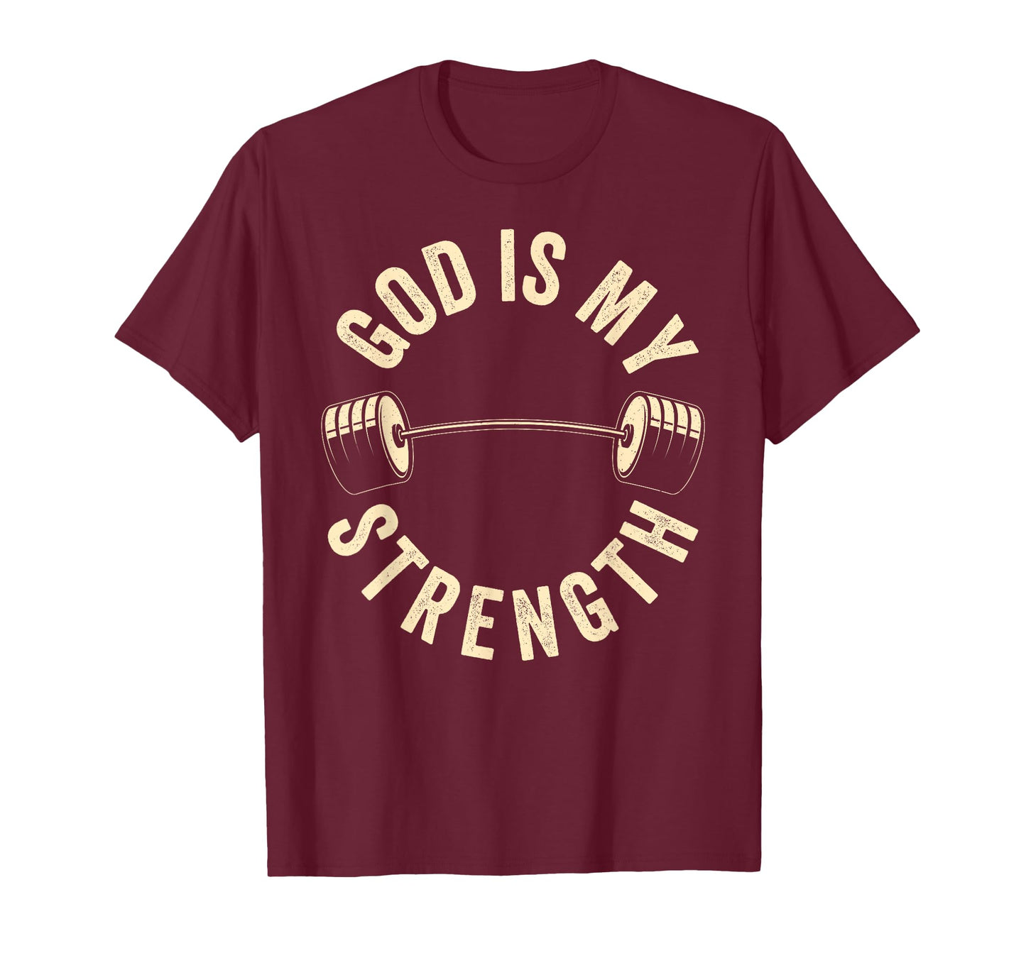 God Is My Strength Vintage Gym Barbell Fitness Christian T-Shirt