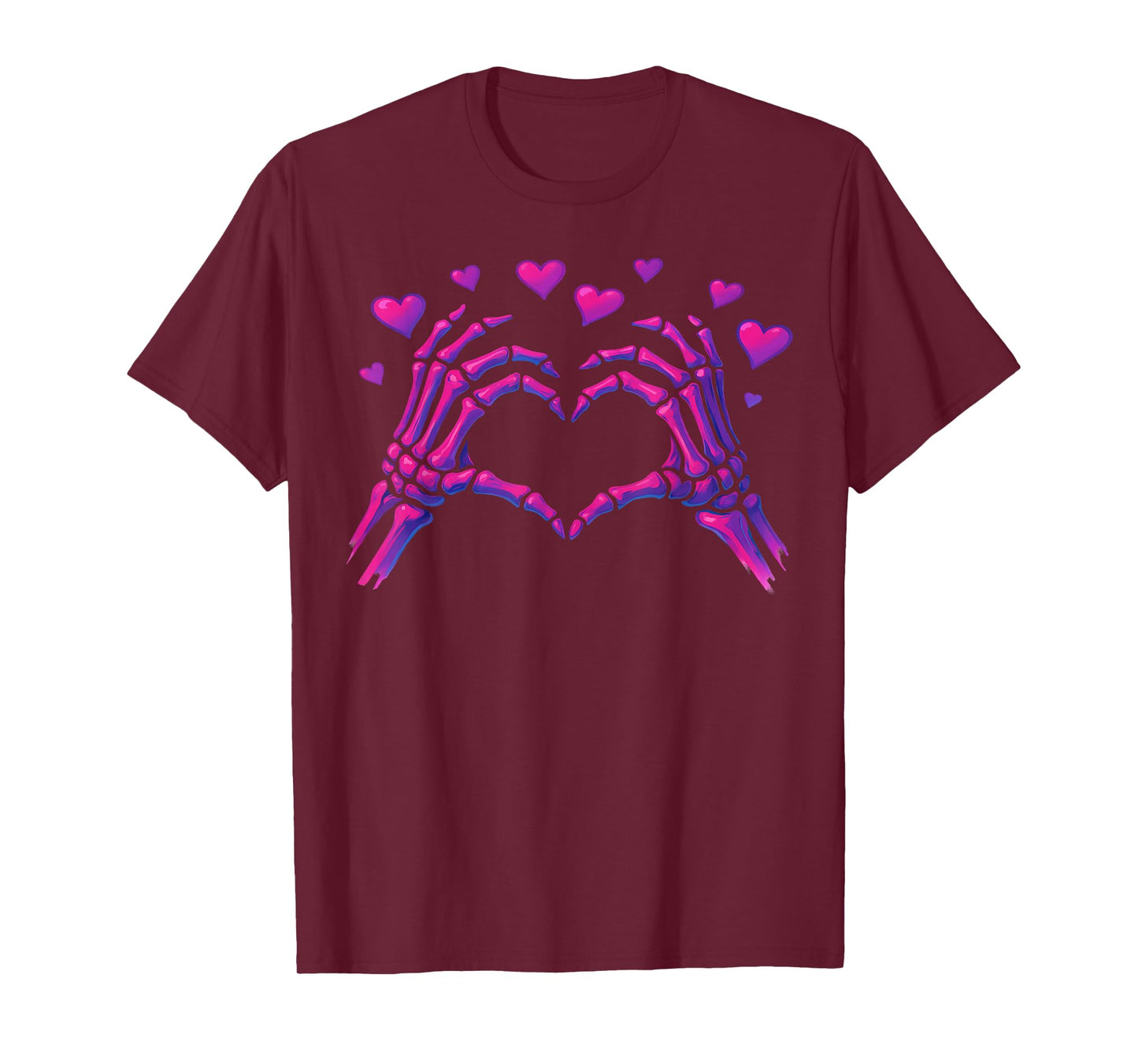 Skeleton Hands Heart Sign Retro Halloween Women Girl T-Shirt