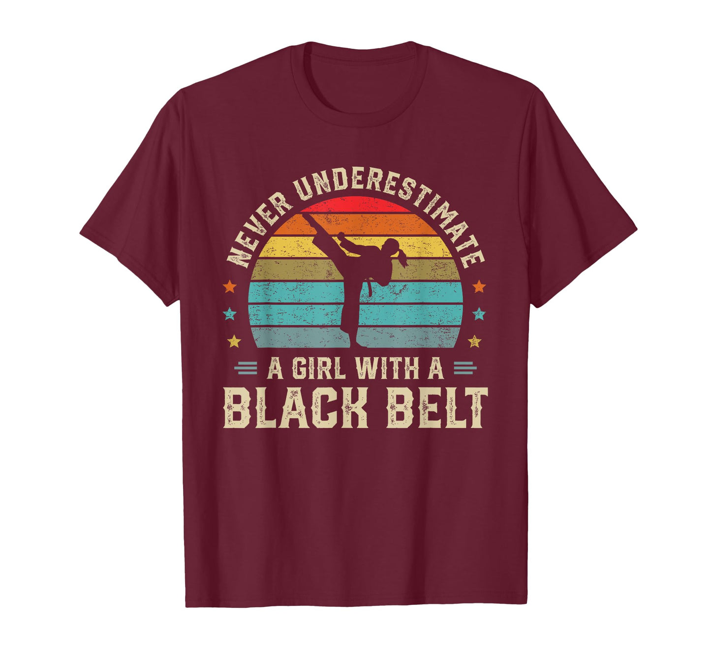 Never Underestimate Girl with a Black Belt Karate Jiu Jitsu T-Shirt