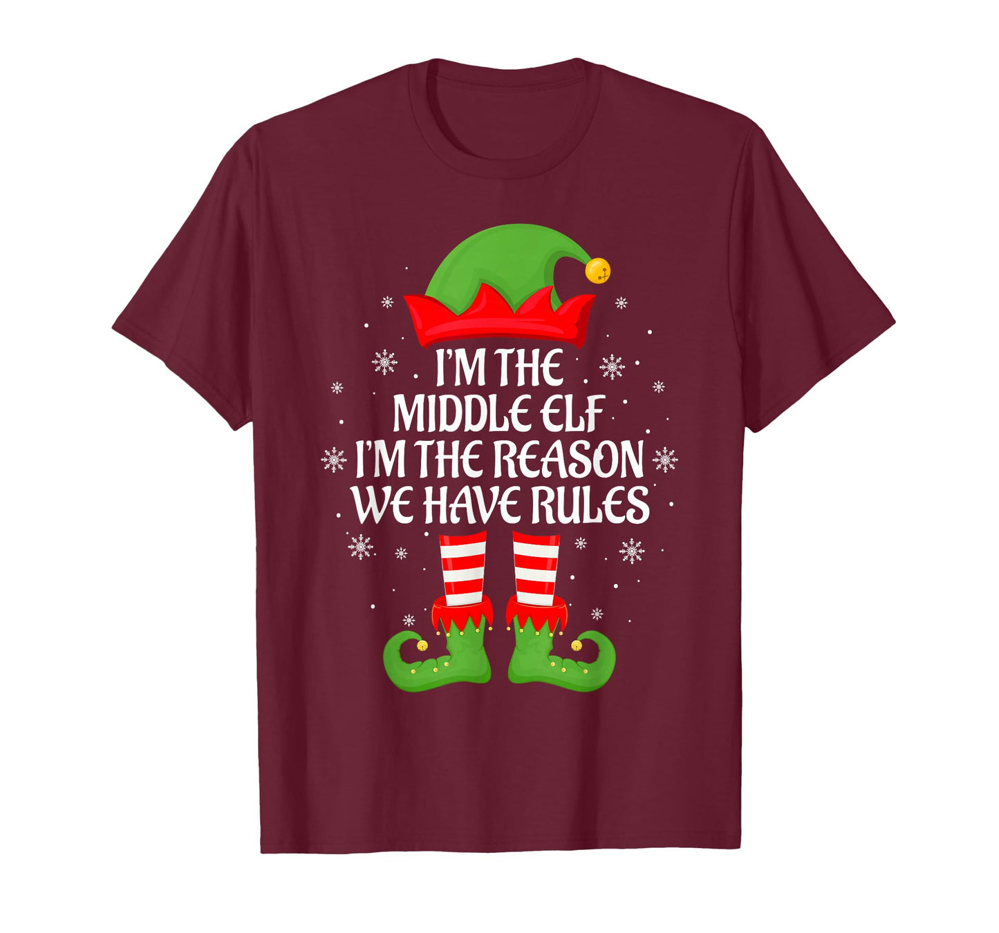 Middle Elf Xmas Matching Family Elf Squad Funny Christmas T-Shirt