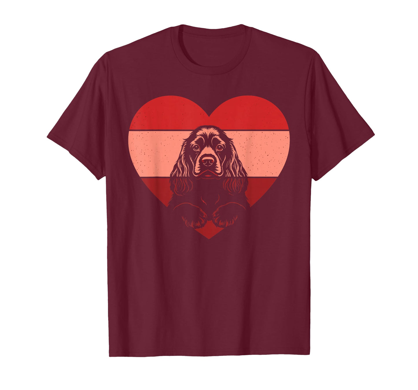 Retro Heart Cocker Spaniel Dog Vintage Valentine Womens Mens T-Shirt
