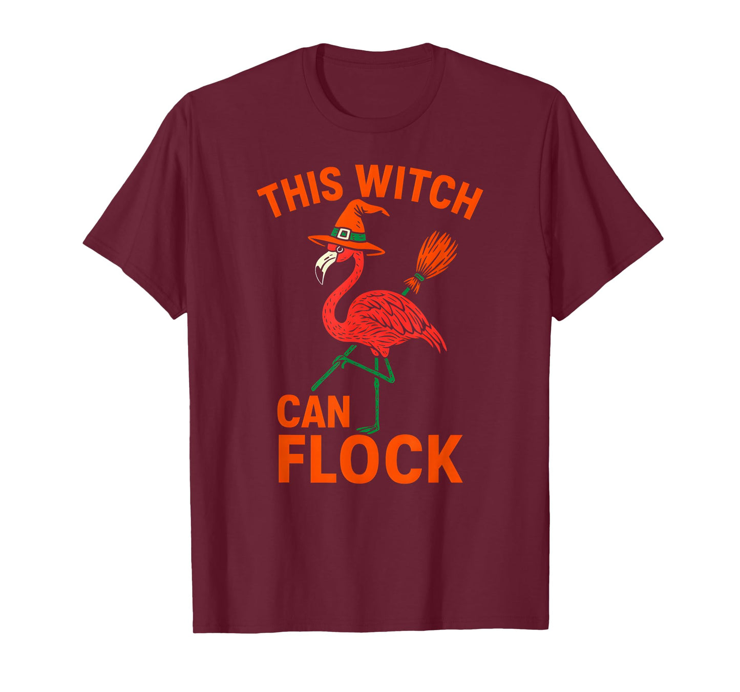 This Witch Can Flock Flamingo Funny Halloween Women's Spooky T-Shirt