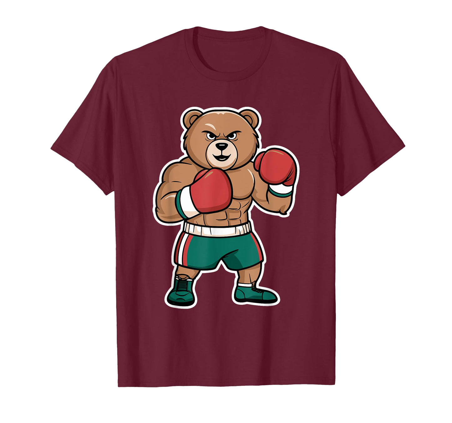 Boxing Bear Funny Tough Fighter Cartoon T-Shirt