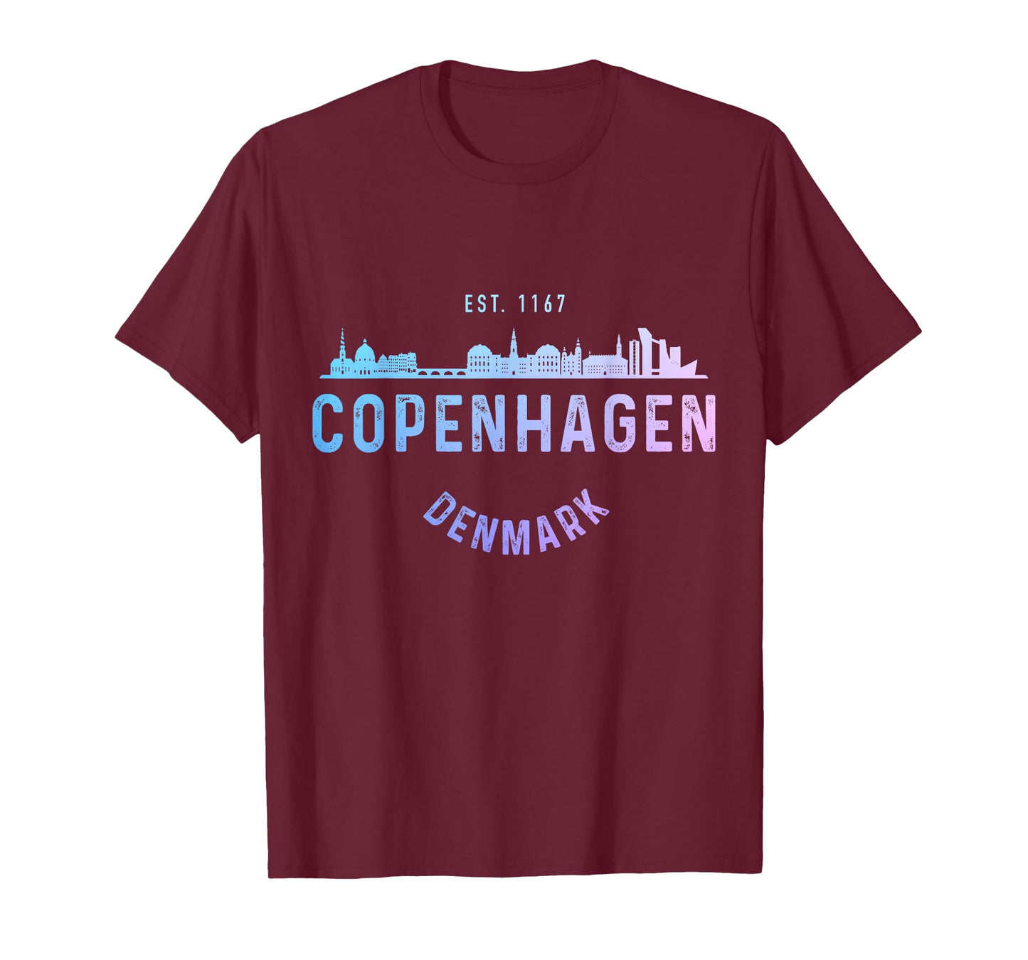 Copenhagen Denmark Skyline Souvenir Danish Flag Vintage T-Shirt