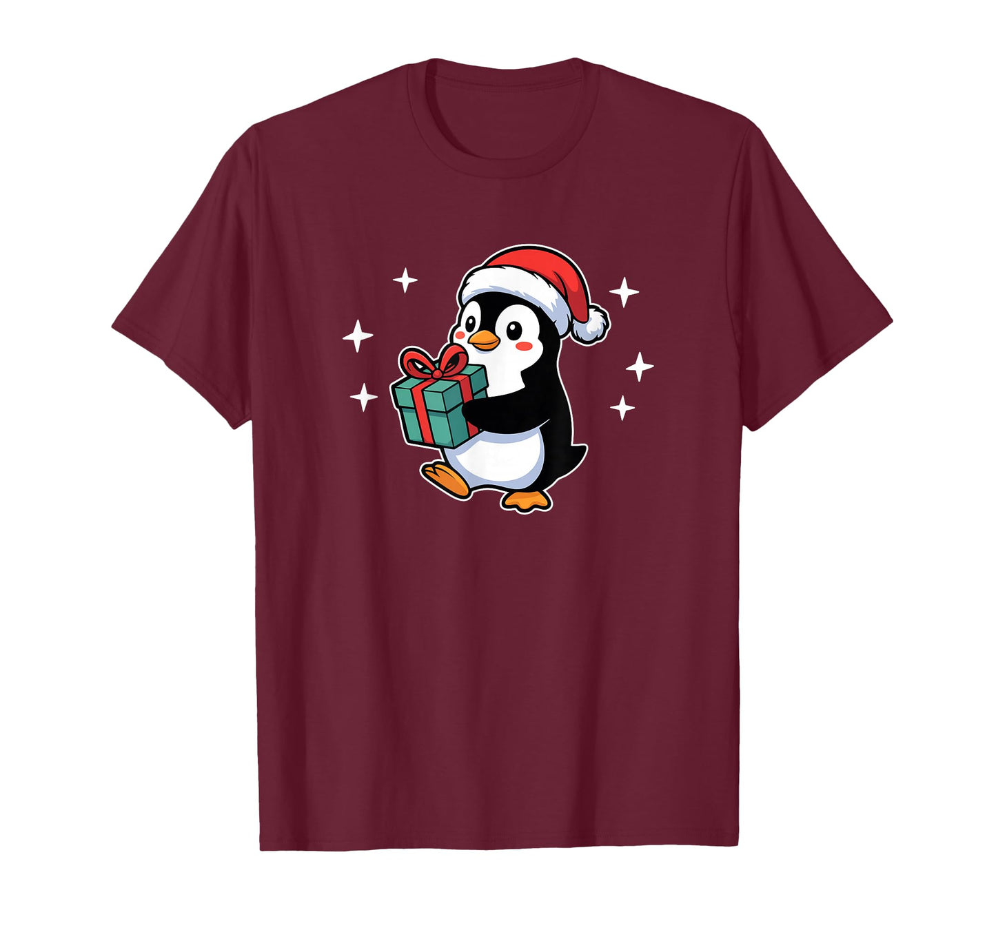 Cute Christmas Penguin with Present Funny Holiday T-Shirt