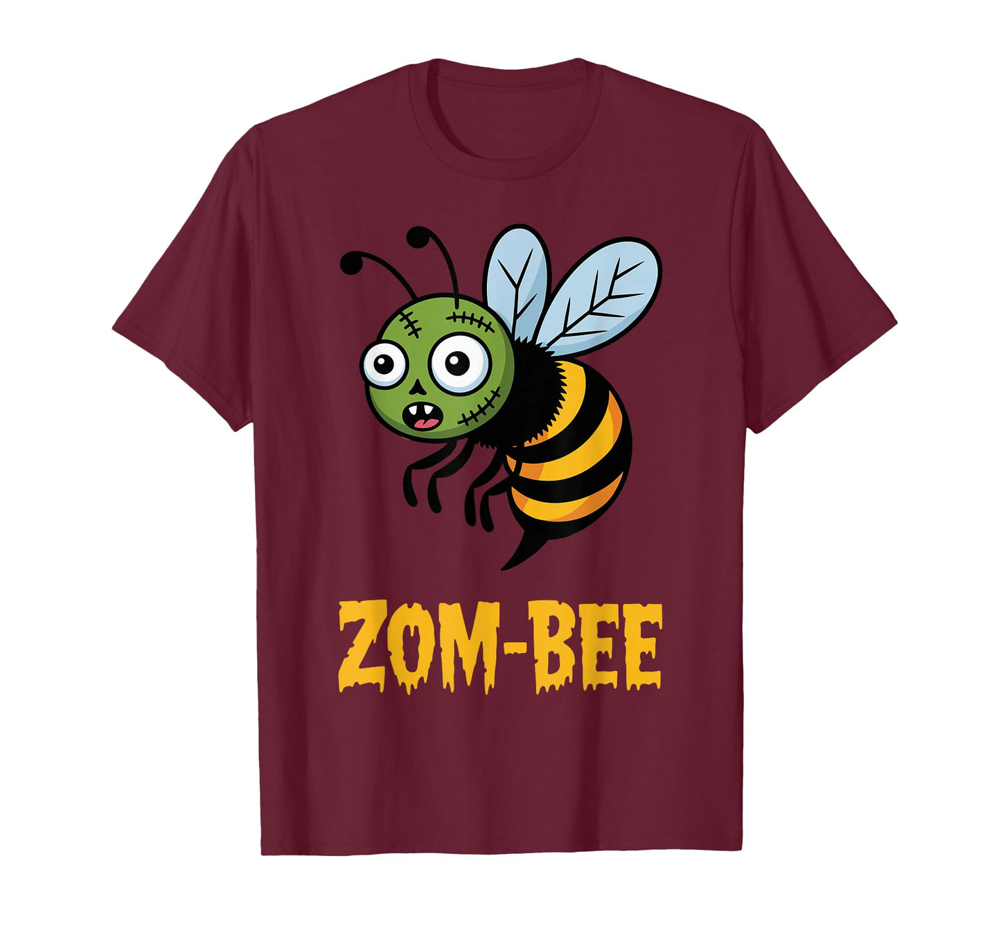 Zom Bee Cartoon Funny Insect Spooky Season Halloween T-Shirt