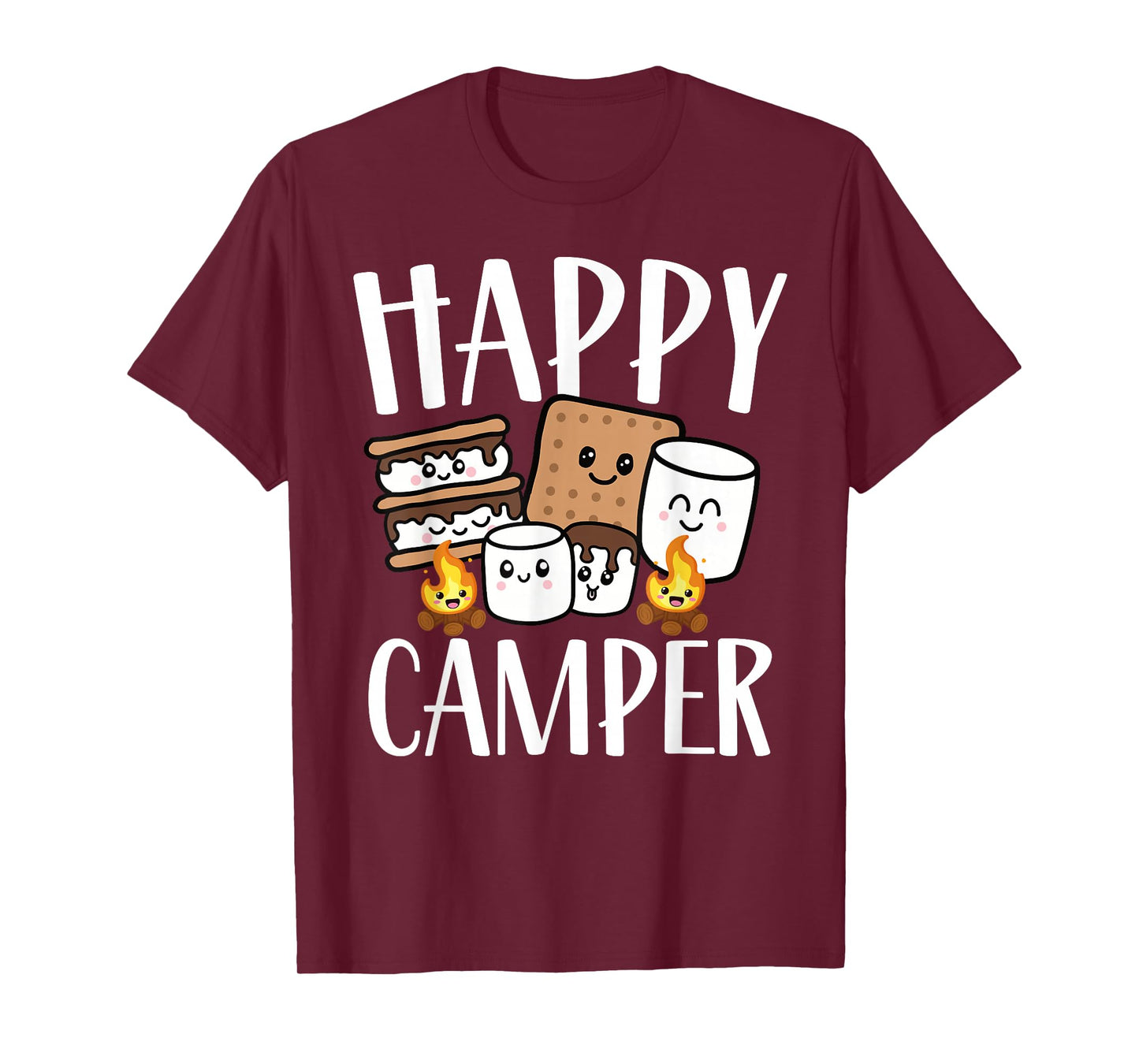 Kawaii Smore Happy Camper Camping Crew Trip Campfire Squad T-Shirt