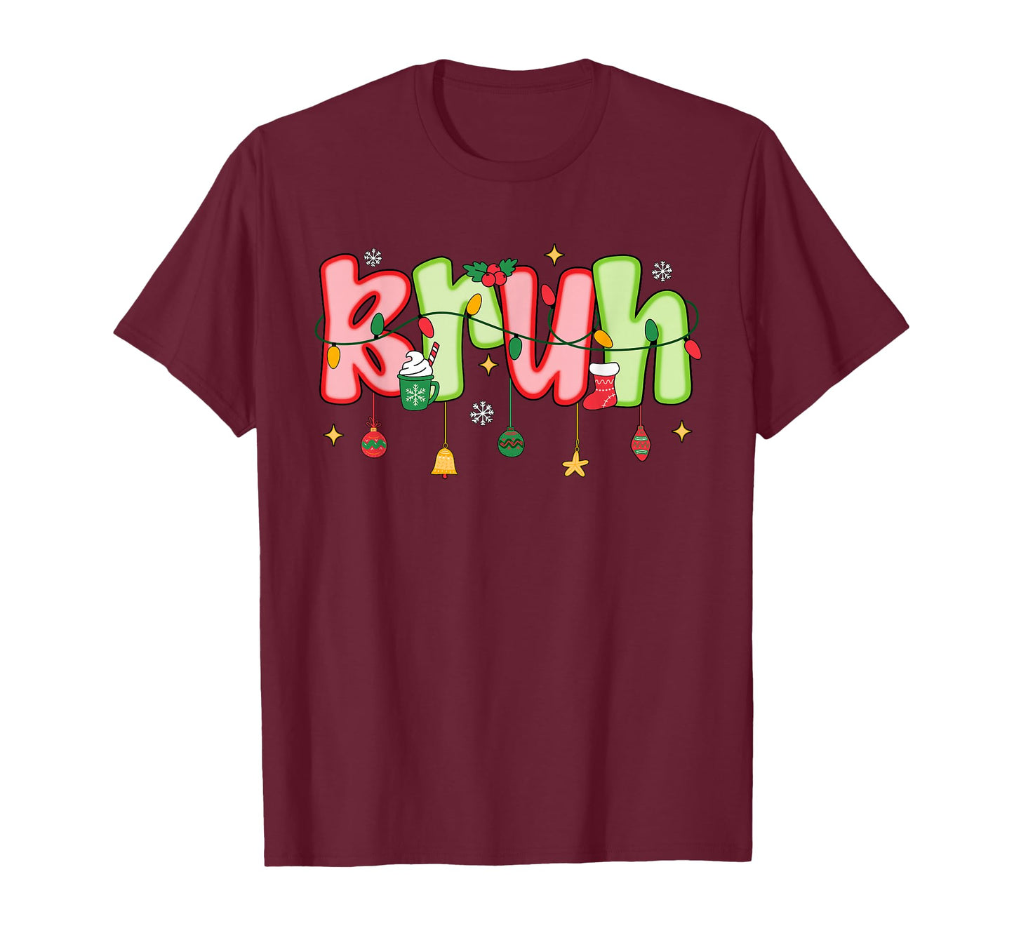 Bruh Funny Preppy Christmas Teens Boys Kids Xmas Pajamas T-Shirt