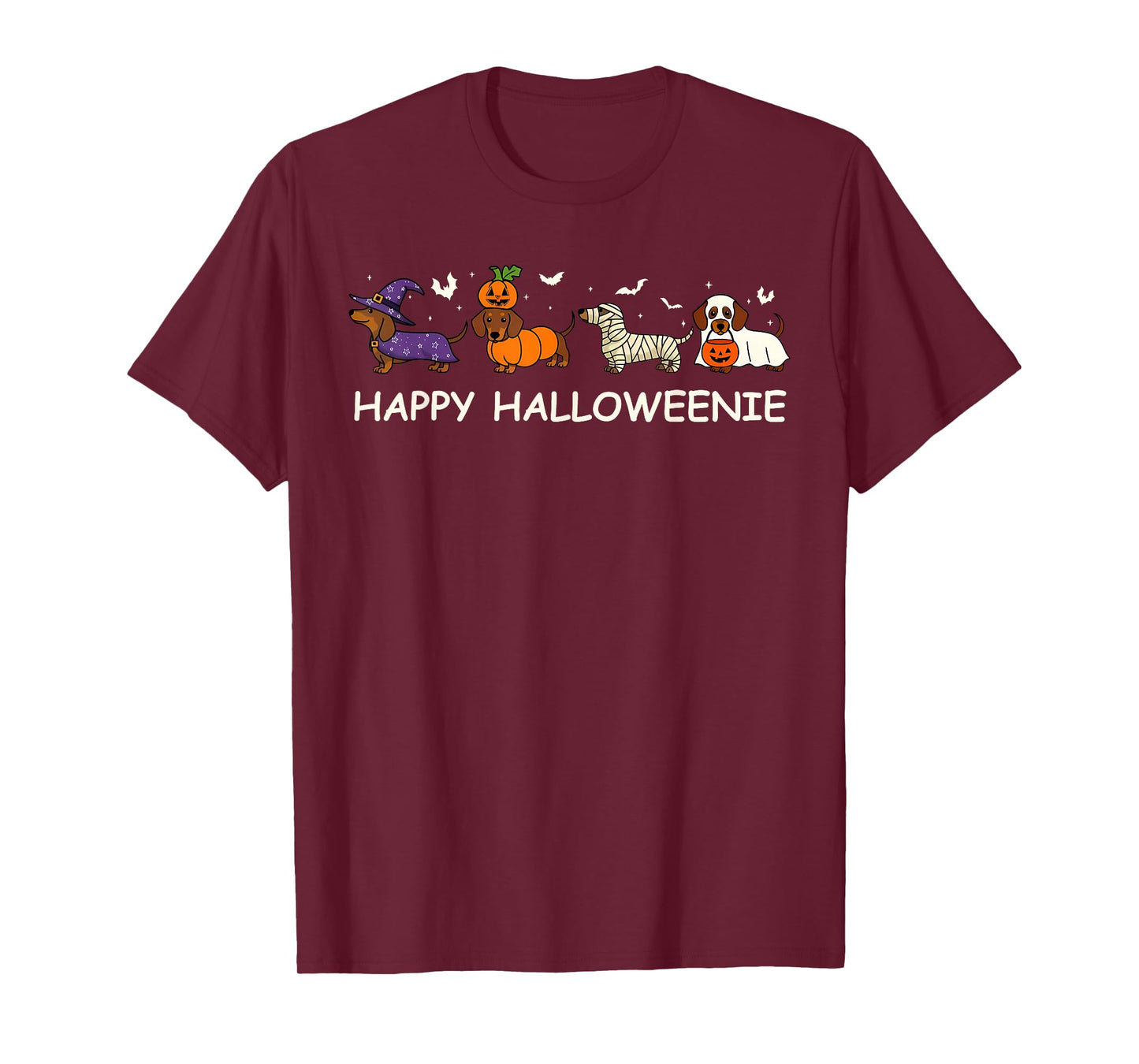 Weiner Dog Witch Happy Halloweenie Cute Halloween Dachshund T-Shirt