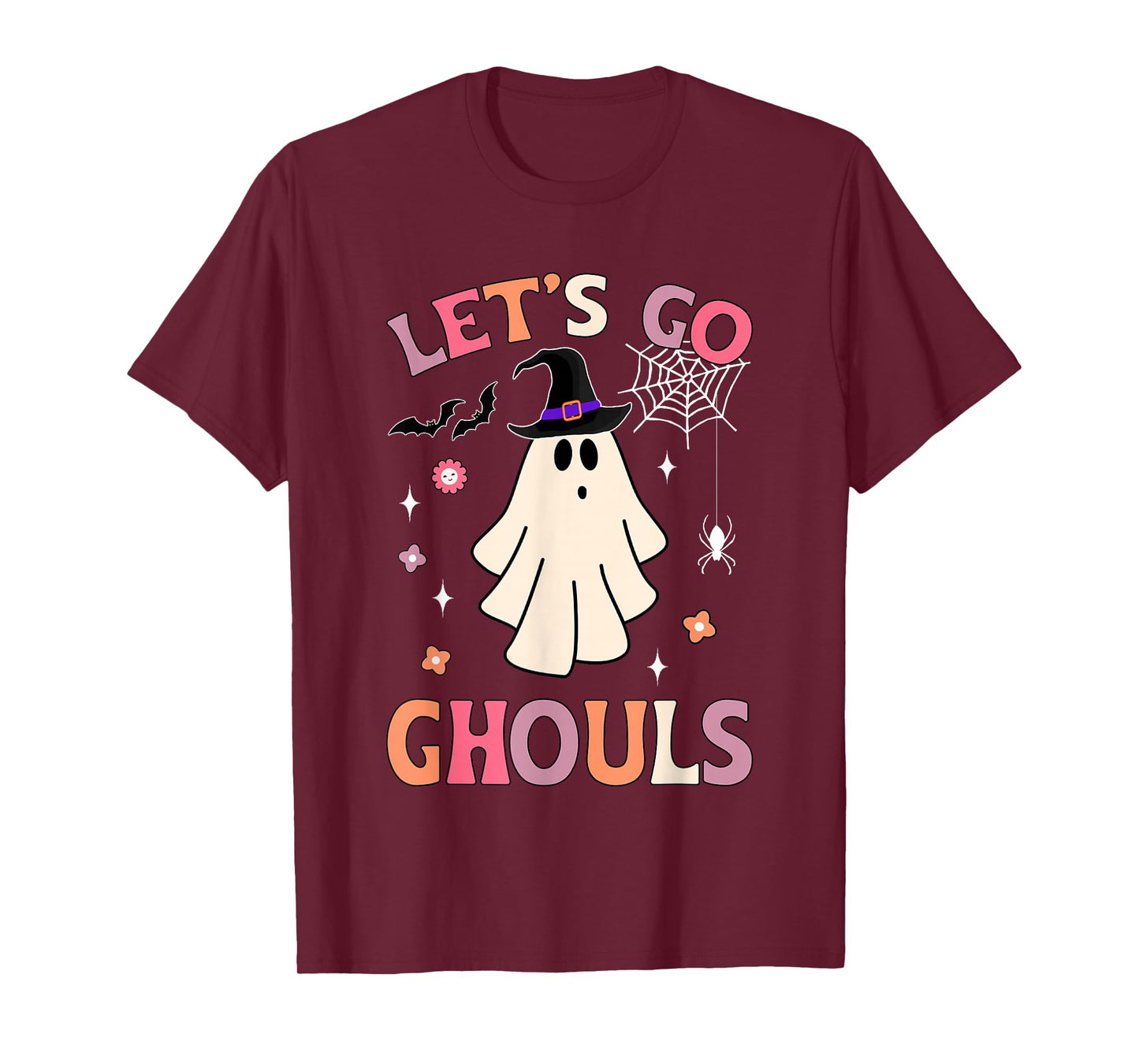 Halloween Ghost Witch Costumes Retro Let's Go Ghouls Groovy T-Shirt
