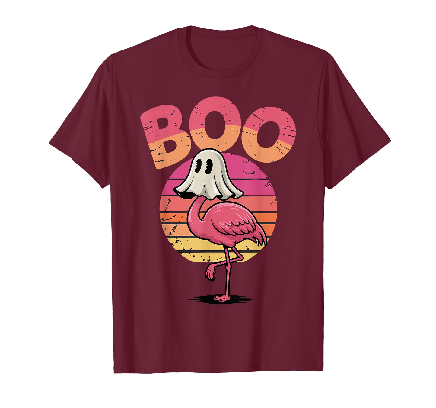 Flamingo Ghost Boo Pink Sunset T-Shirt