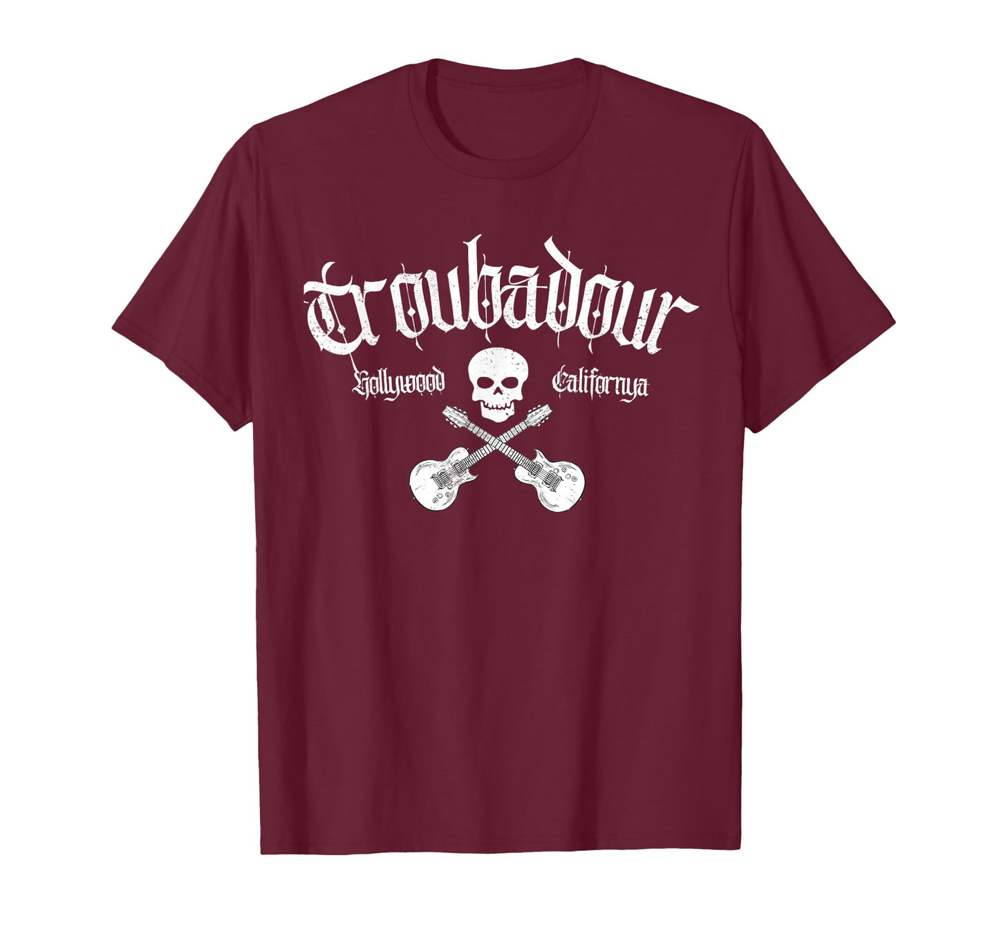 Vintage Skull Troubadour Guitar Rock Music Tee T-Shirt