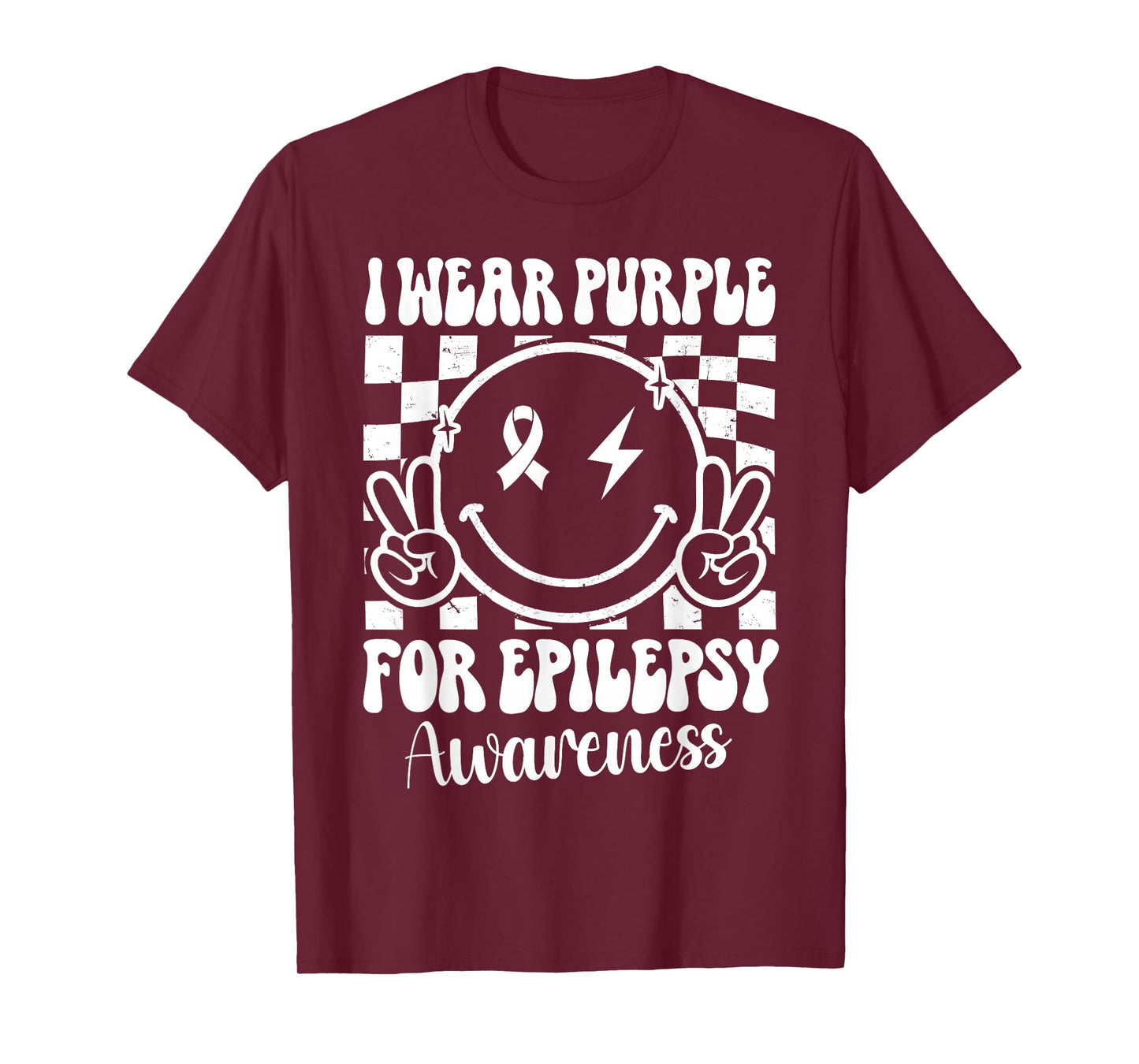 I Wear Purple For Epilepsy Awareness Smile Face Epilepsy T-Shirt