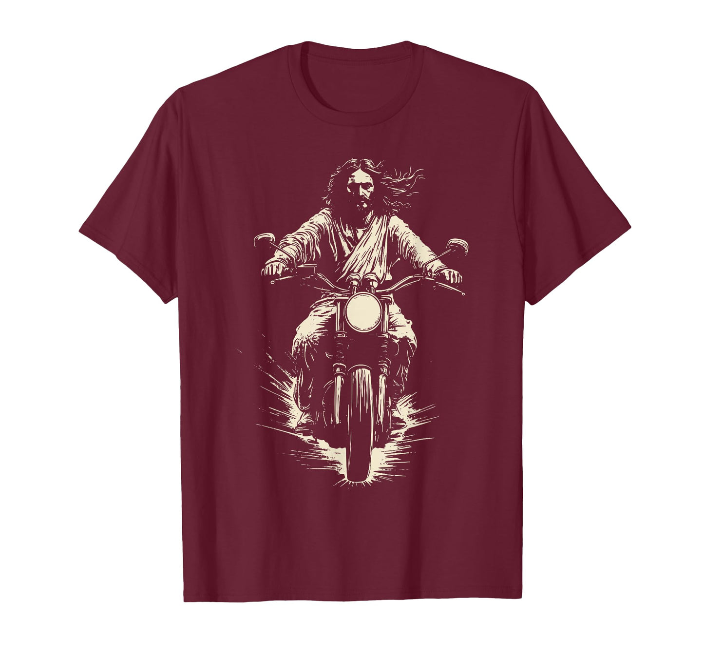 Retro Jesus On Motorbike Dirt Bike Motorcycle Christian T-Shirt